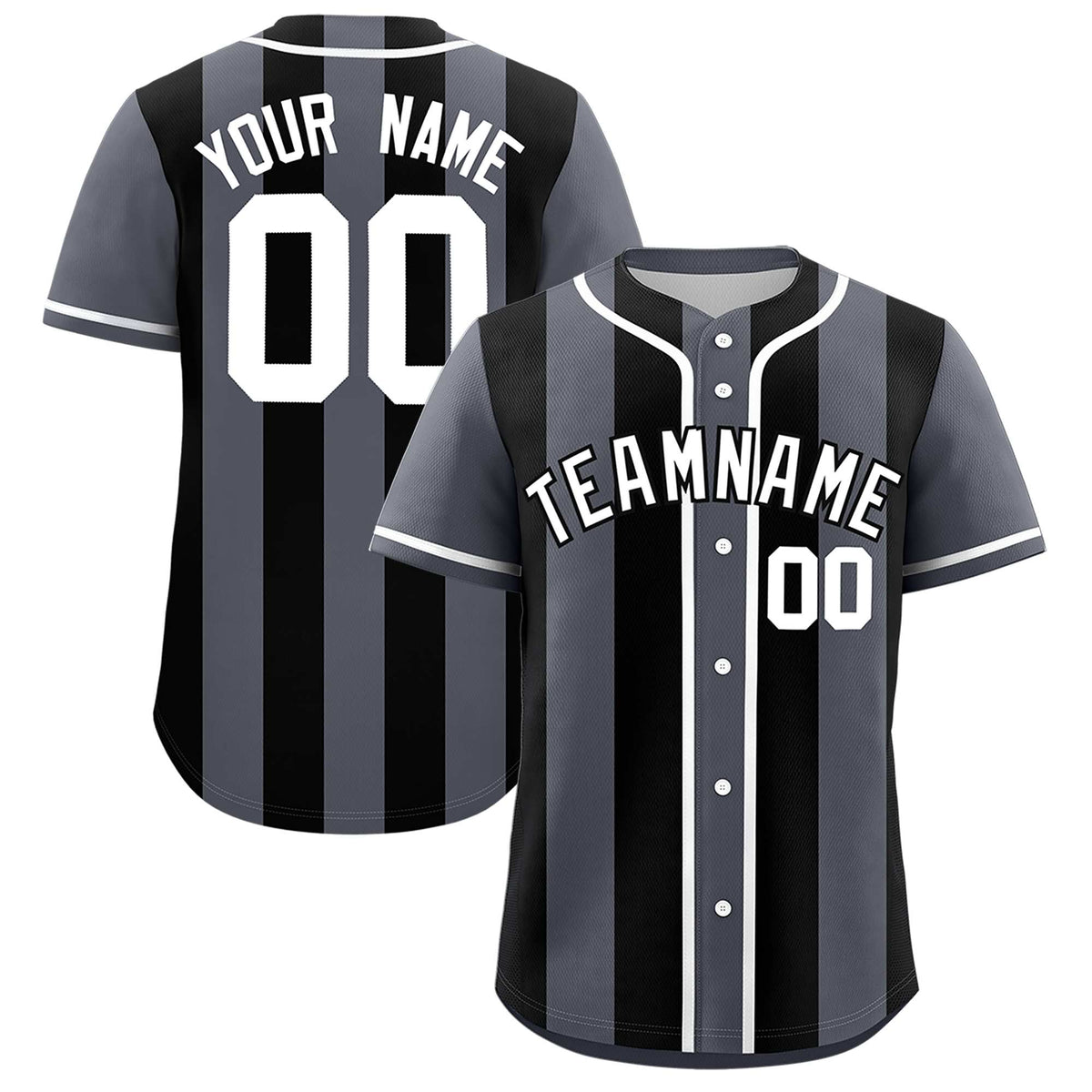 Custom Dark Gray Black Thick Stripe Fashion Authentic Baseball jersey | KXKSHOP