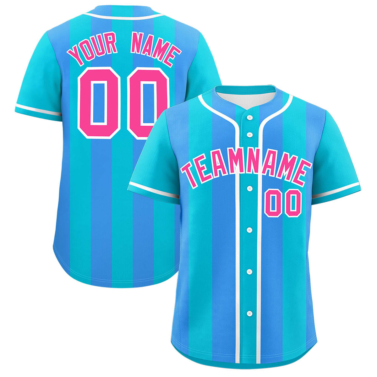 Custom Sky Blue Powder Blue Thick Stripe Fashion Authentic Baseball jersey | KXKSHOP