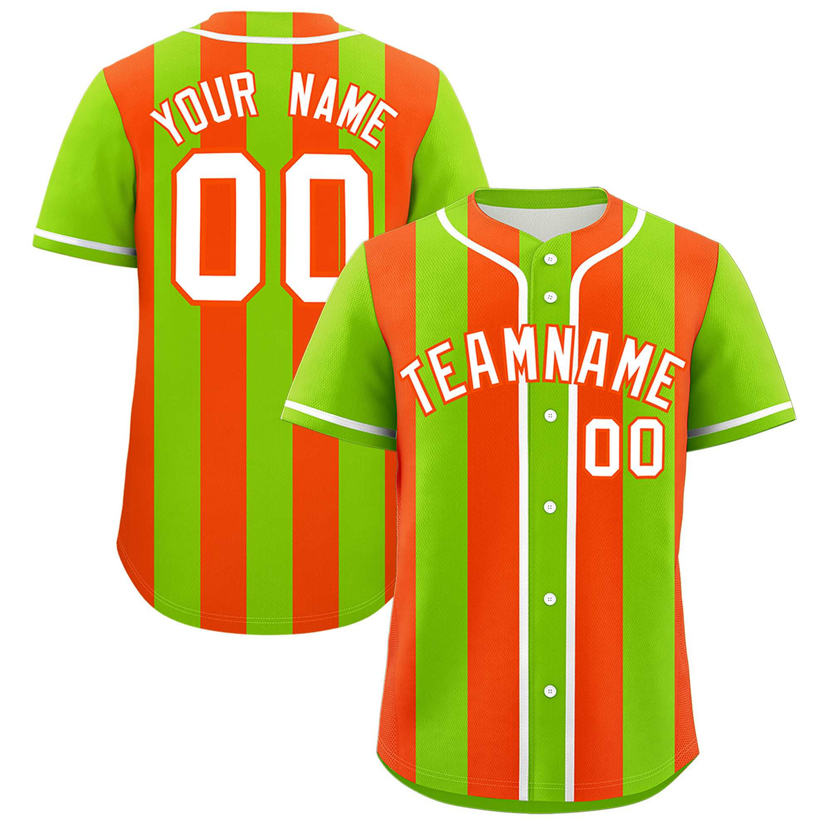 Custom Neon Green Orange Thick Stripe Fashion Authentic Baseball jersey | KXKSHOP