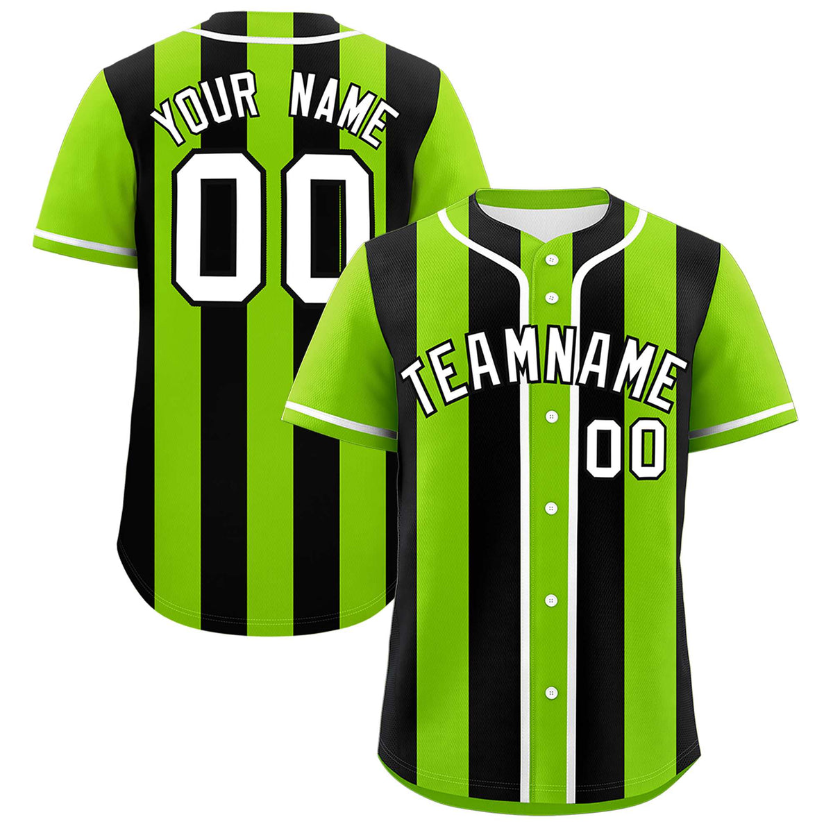 Custom Neon Green Black Thick Stripe Fashion Authentic Baseball jersey | KXKSHOP