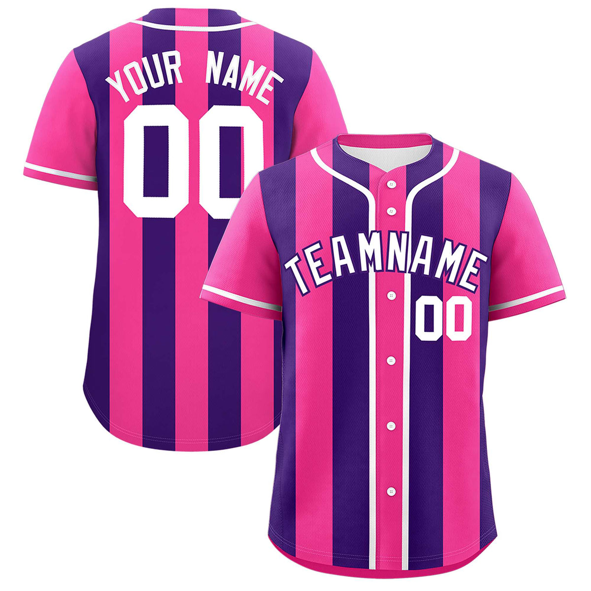 Custom Pink Purple Thick Stripe Fashion Authentic Baseball jersey | KXKSHOP