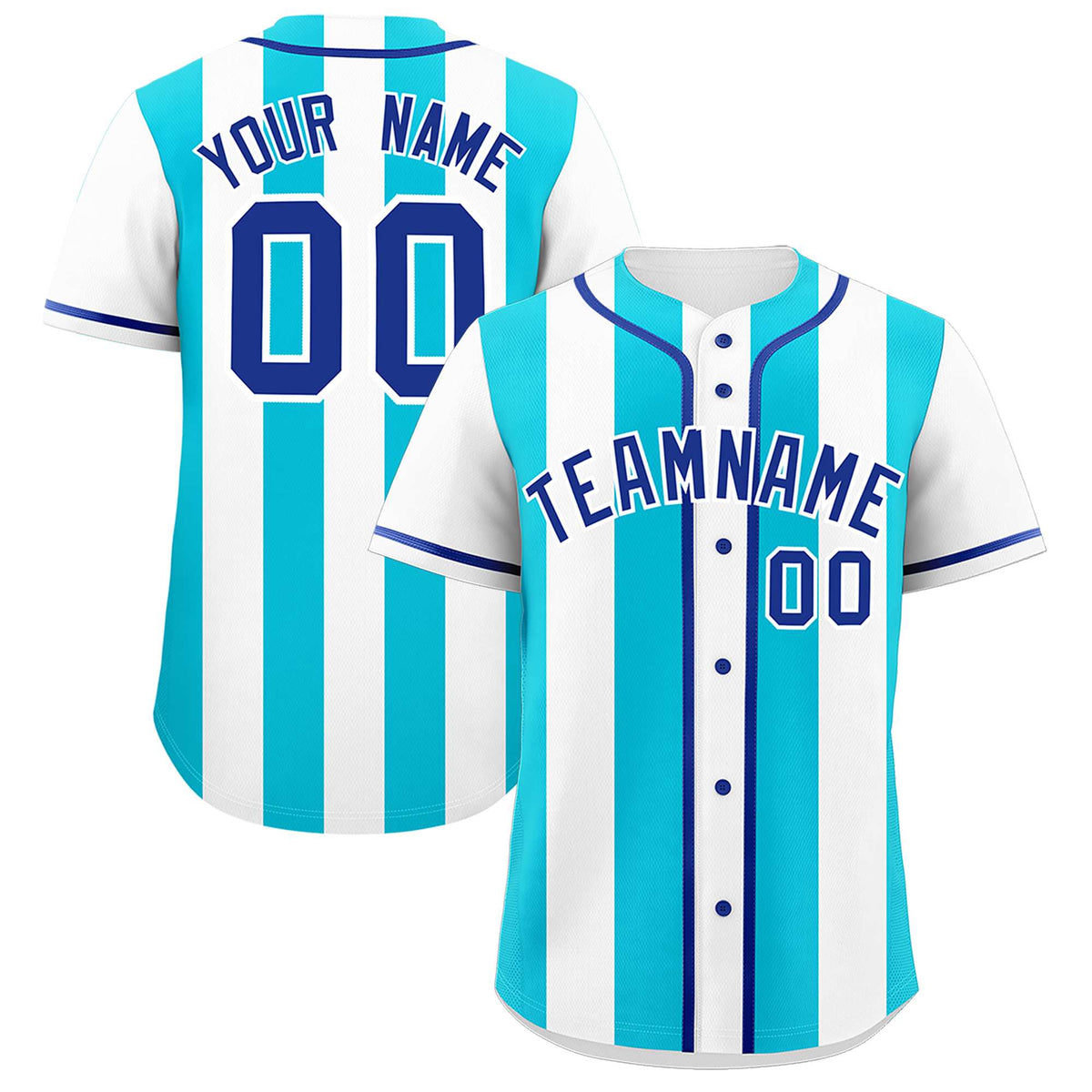 Custom White Sky Blue Thick Stripe Fashion Authentic Baseball jersey | KXKSHOP