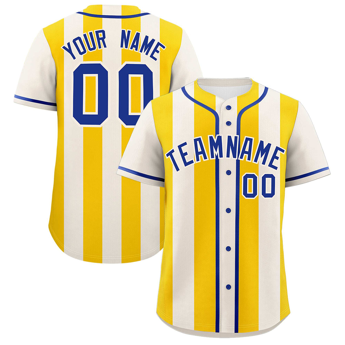 Custom Cream Gold Thick Stripe Fashion Authentic Baseball jersey | KXKSHOP