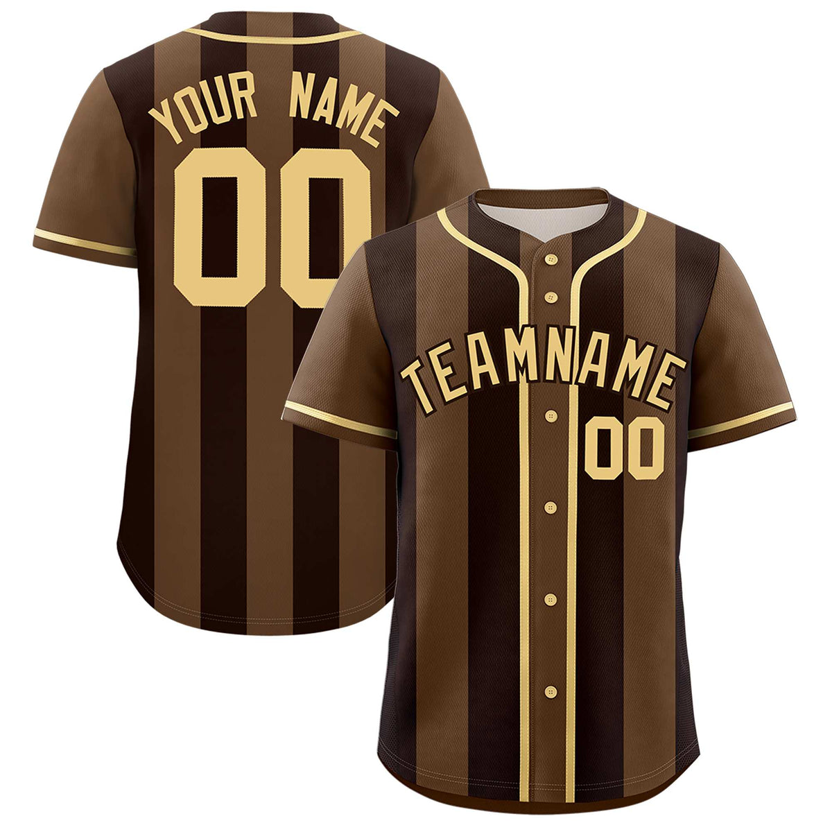 Custom Light Brown Brown Thick Stripe Fashion Authentic Baseball jersey | KXKSHOP