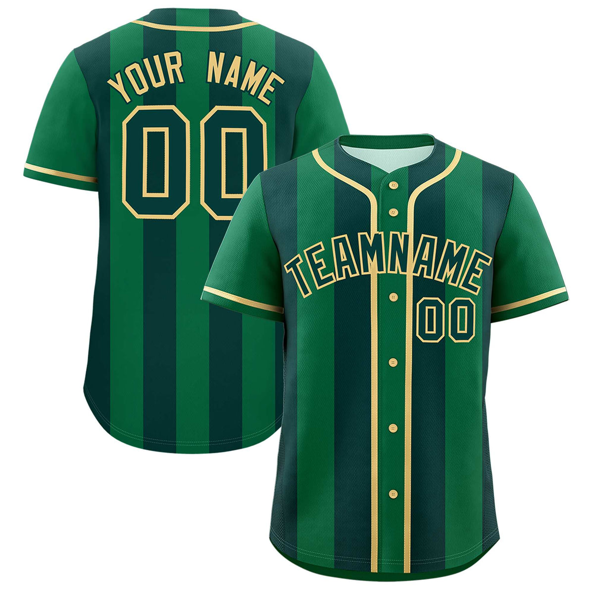 Custom Kelly Green Midnight Green Thick Stripe Fashion Authentic Baseball jersey | KXKSHOP