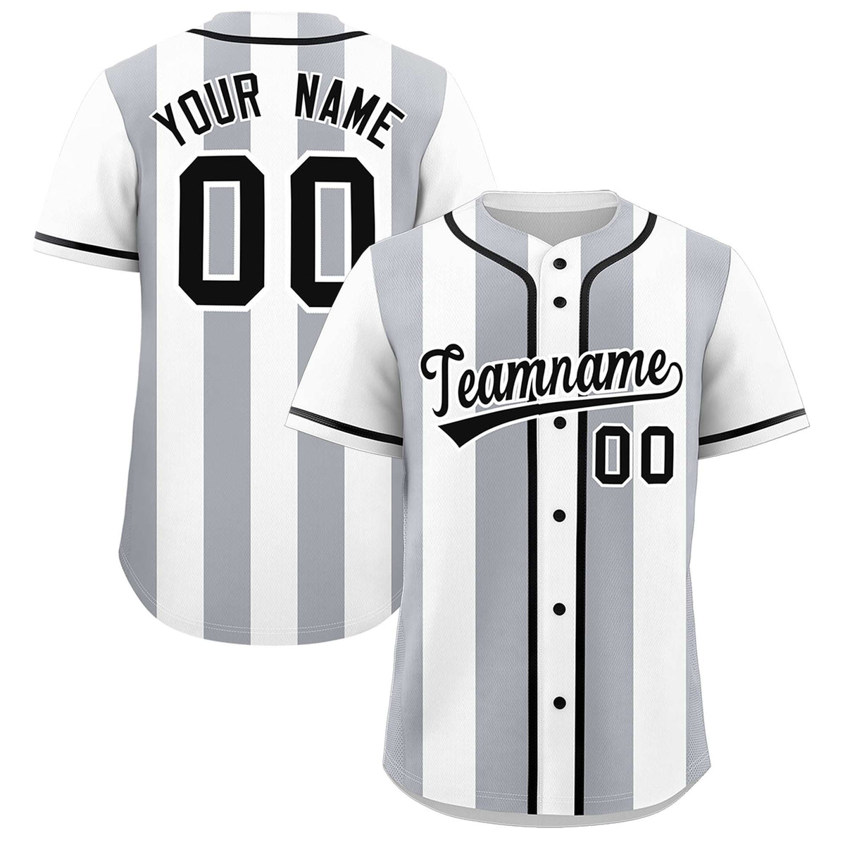 Custom White Gray Thick Stripe Fashion Authentic Baseball jersey | KXKSHOP