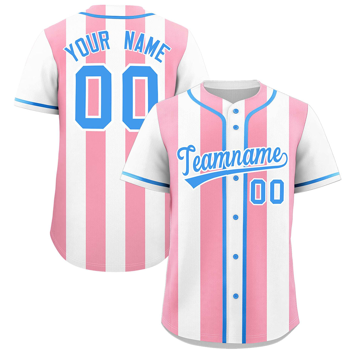 Custom White Light Pink Thick Stripe Fashion Authentic Baseball jersey | KXKSHOP