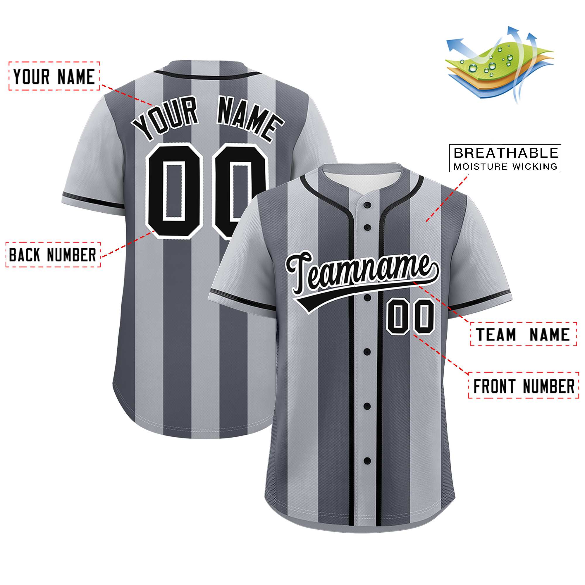Custom Gray Dark Gray Thick Stripe Fashion Authentic Baseball jersey | KXKSHOP