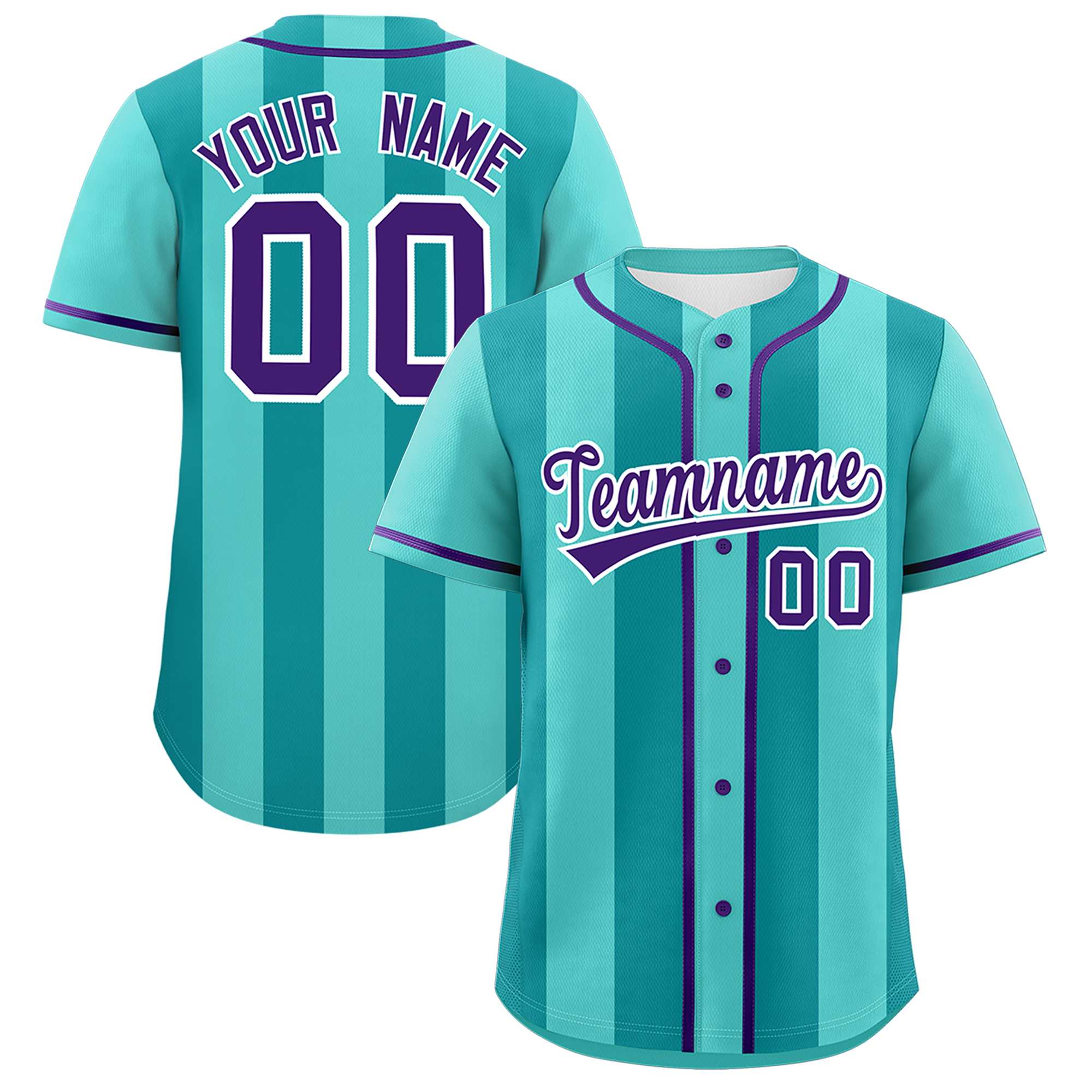 Custom Bright Green Aqua Thick Stripe Fashion Authentic Baseball jersey | KXKSHOP