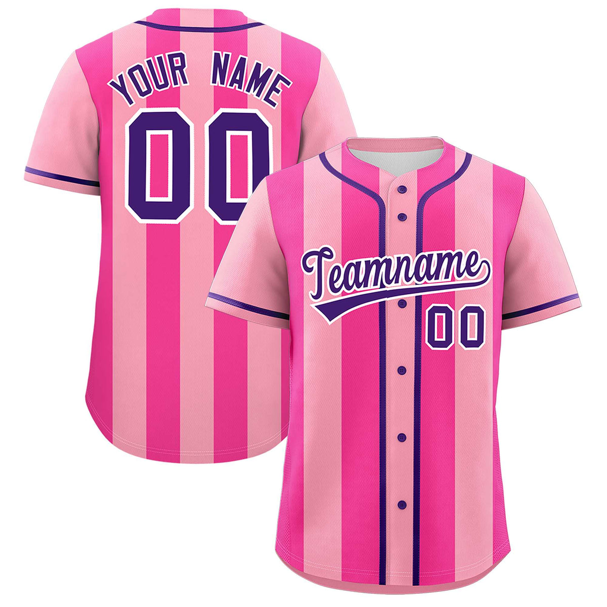 Custom Light Pink Pink Thick Stripe Fashion Authentic Baseball jersey | KXKSHOP