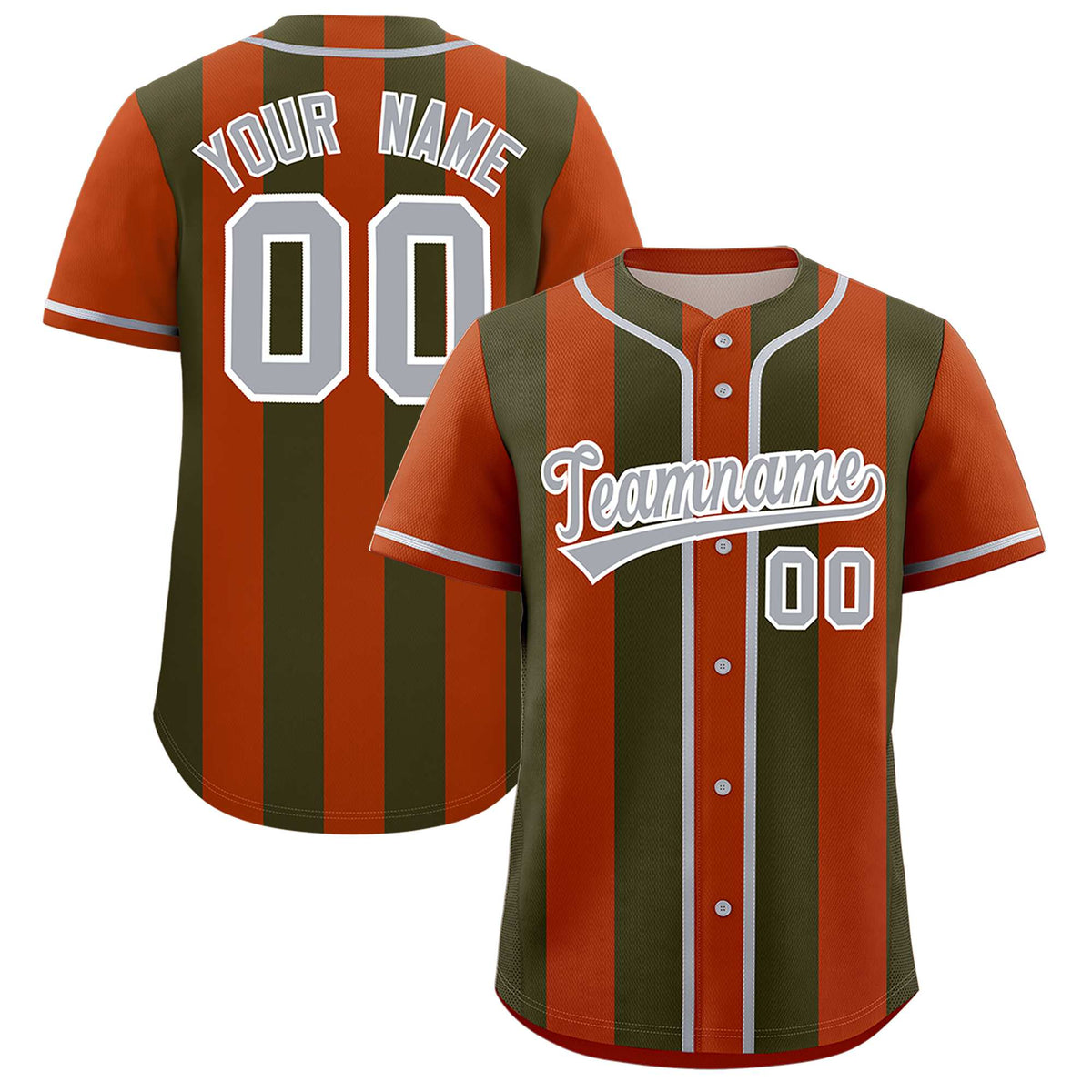 Custom Texas Orange Olive Thick Stripe Fashion Authentic Baseball jersey | KXKSHOP