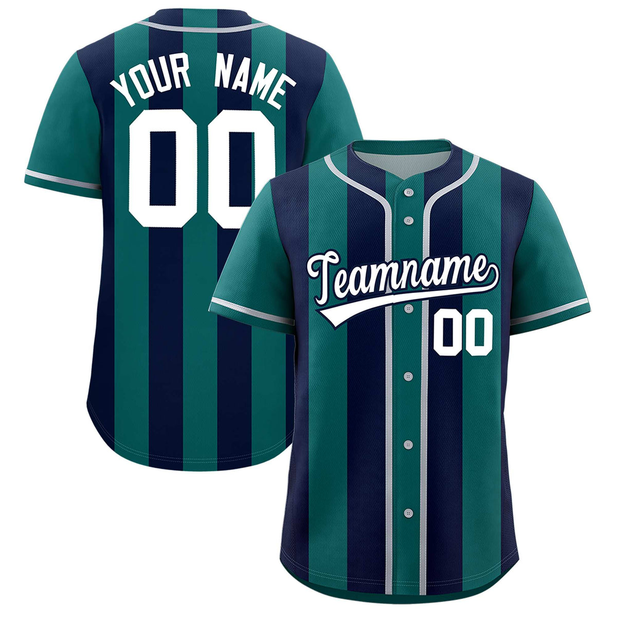 Custom Aqua Navy Thick Stripe Fashion Authentic Baseball jersey | KXKSHOP