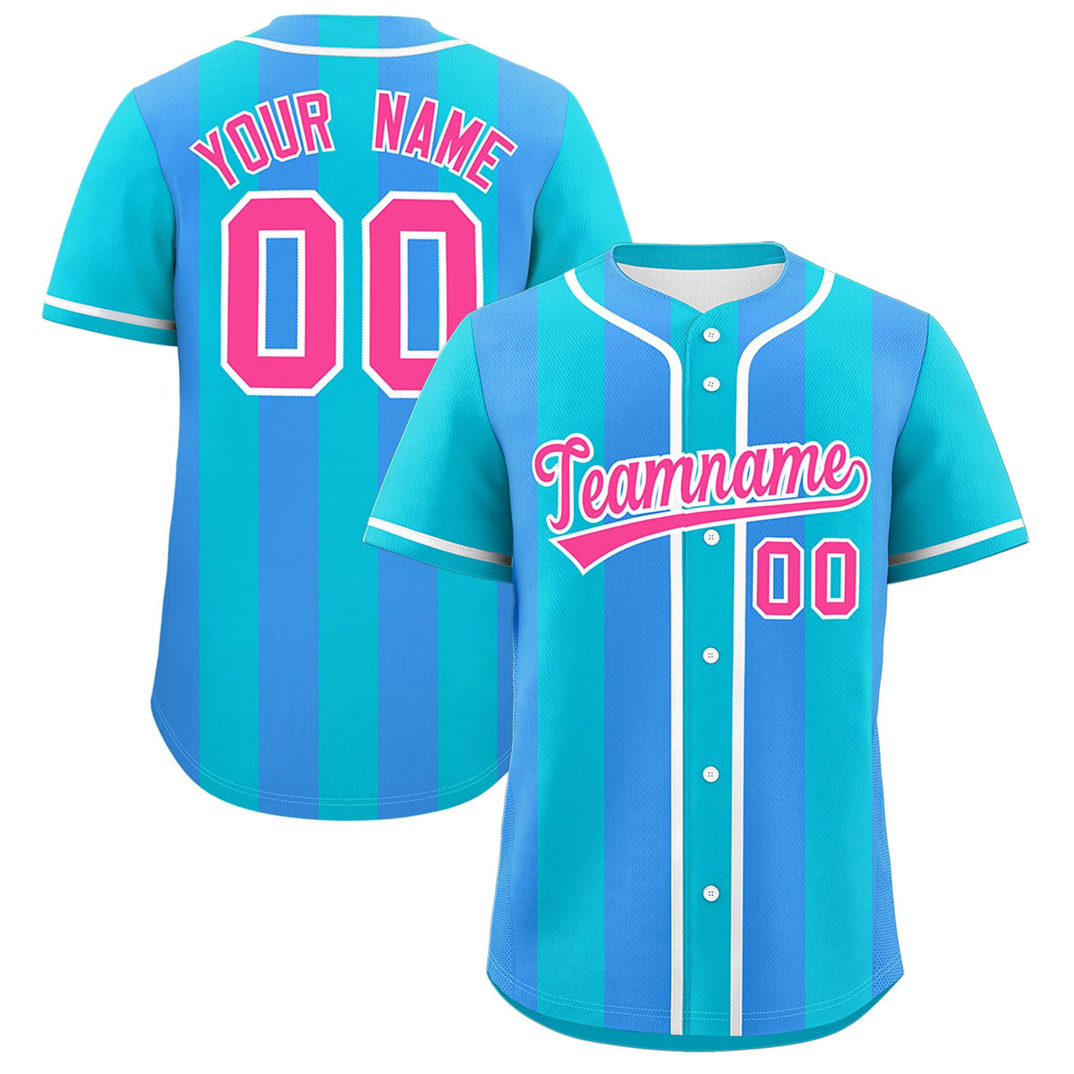 Custom Sky Blue Powder Blue Thick Stripe Fashion Authentic Baseball jersey | KXKSHOP