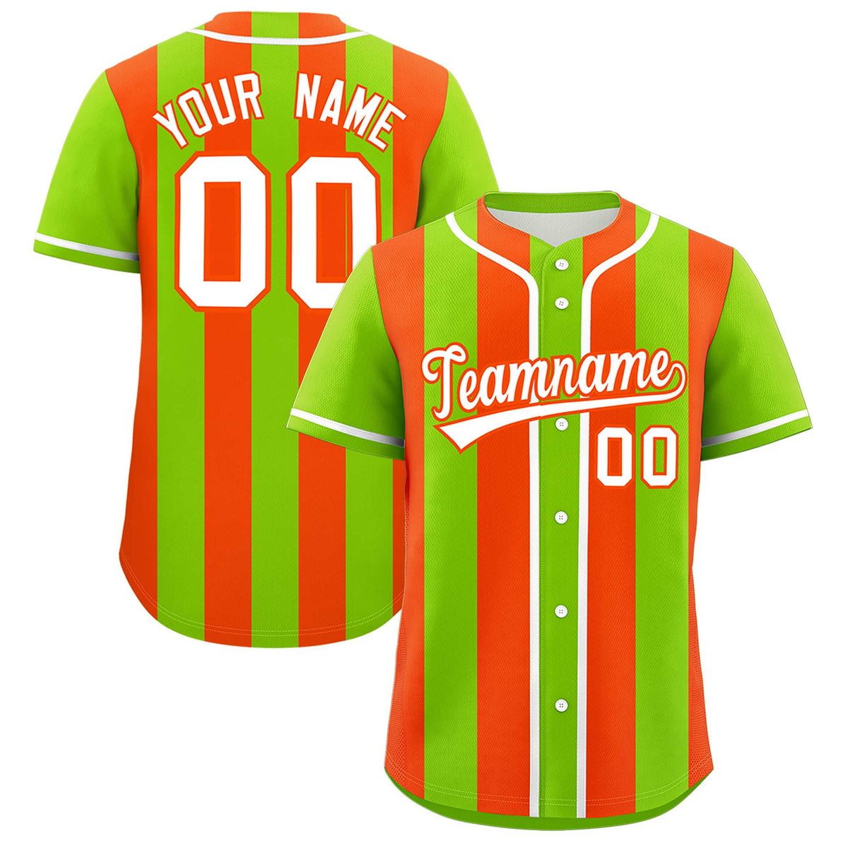 Custom Neon Green Orange Thick Stripe Fashion Authentic Baseball jersey | KXKSHOP
