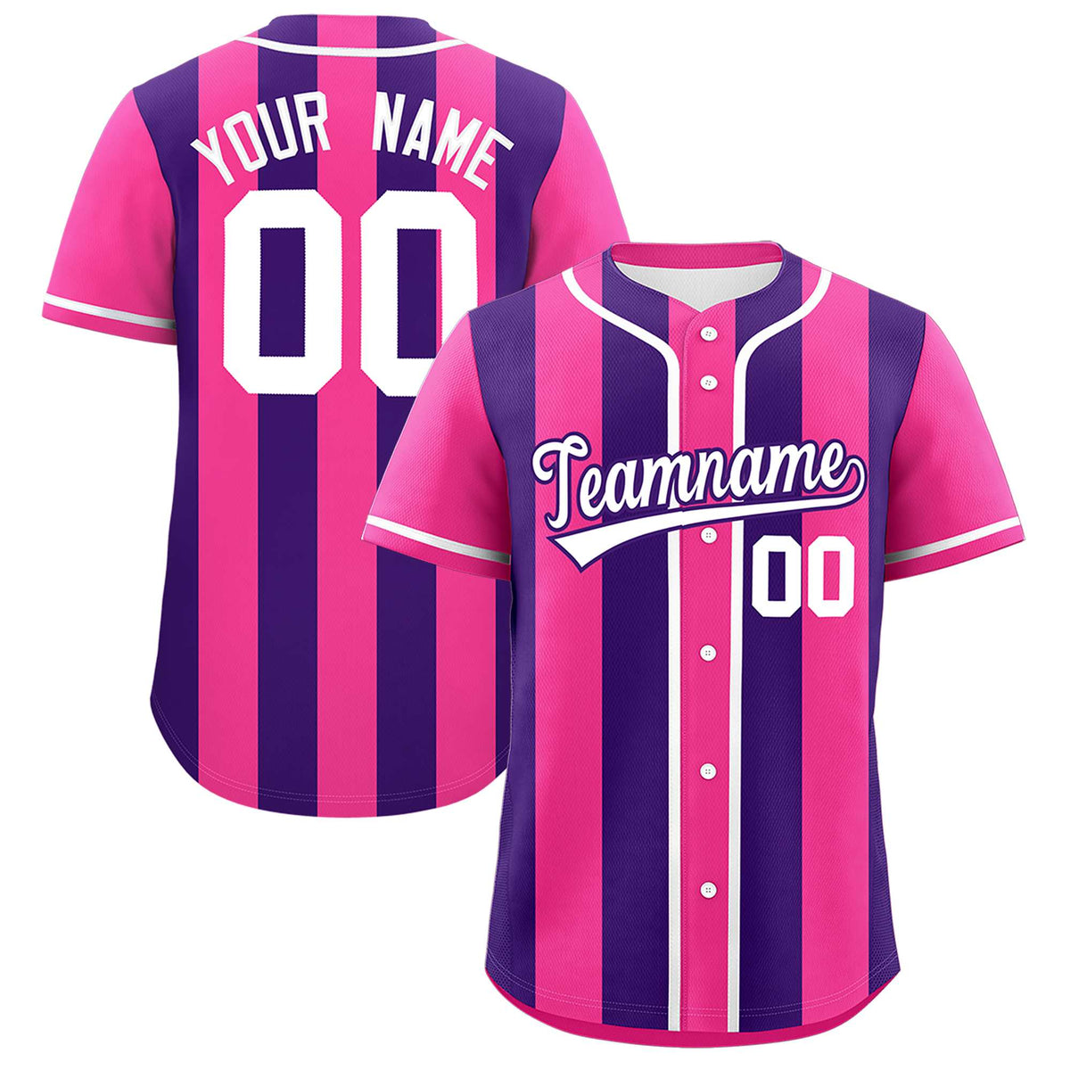 Custom Pink Purple Thick Stripe Fashion Authentic Baseball jersey | KXKSHOP