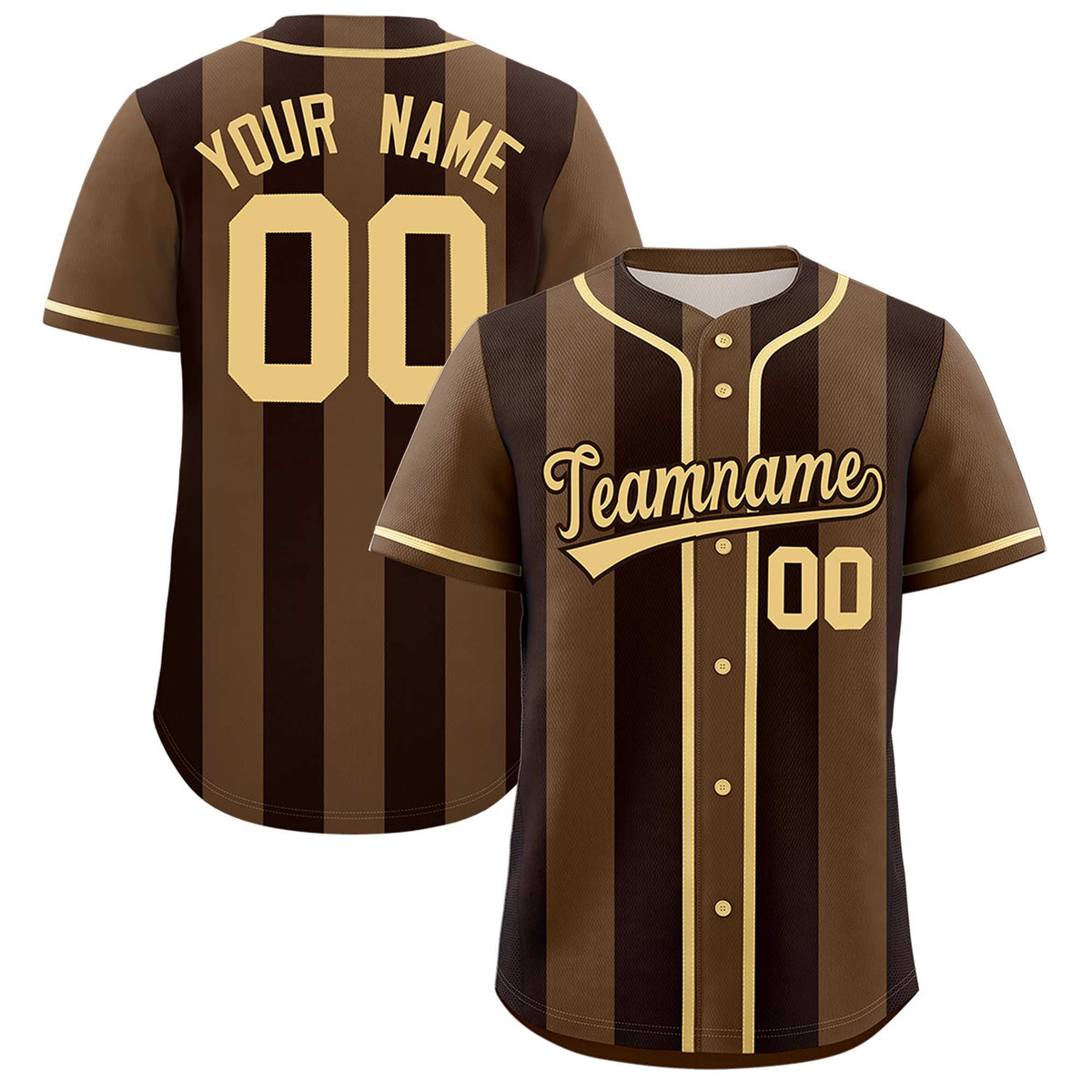 Custom Light Brown Brown Thick Stripe Fashion Authentic Baseball jersey | KXKSHOP