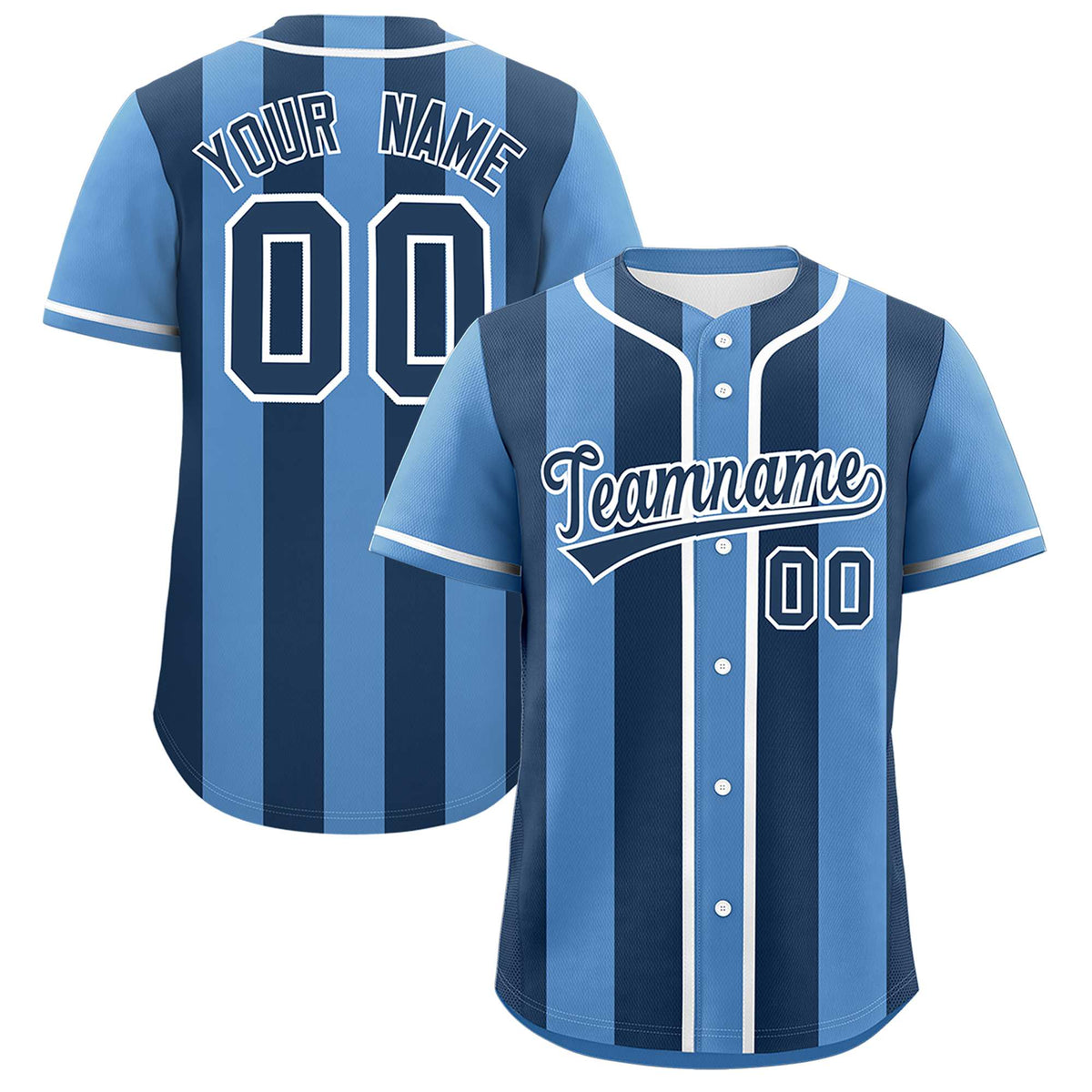 Custom Light Blue Midnight Blue Thick Stripe Fashion Authentic Baseball jersey | KXKSHOP