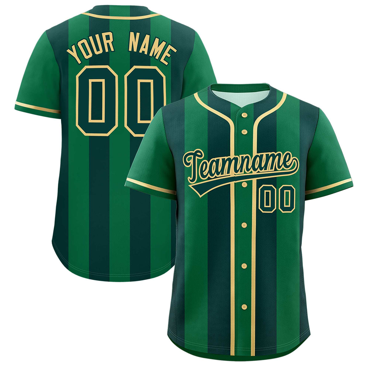 Custom Kelly Green Midnight Green Thick Stripe Fashion Authentic Baseball jersey | KXKSHOP