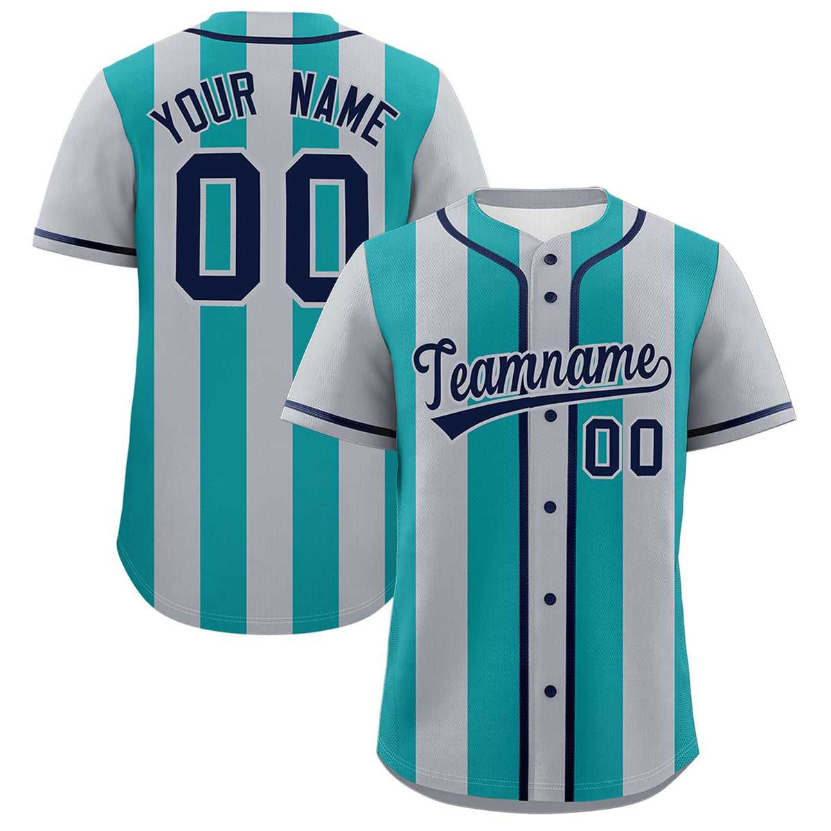 Custom Gray Aqua Thick Stripe Fashion Authentic Baseball jersey | KXKSHOP