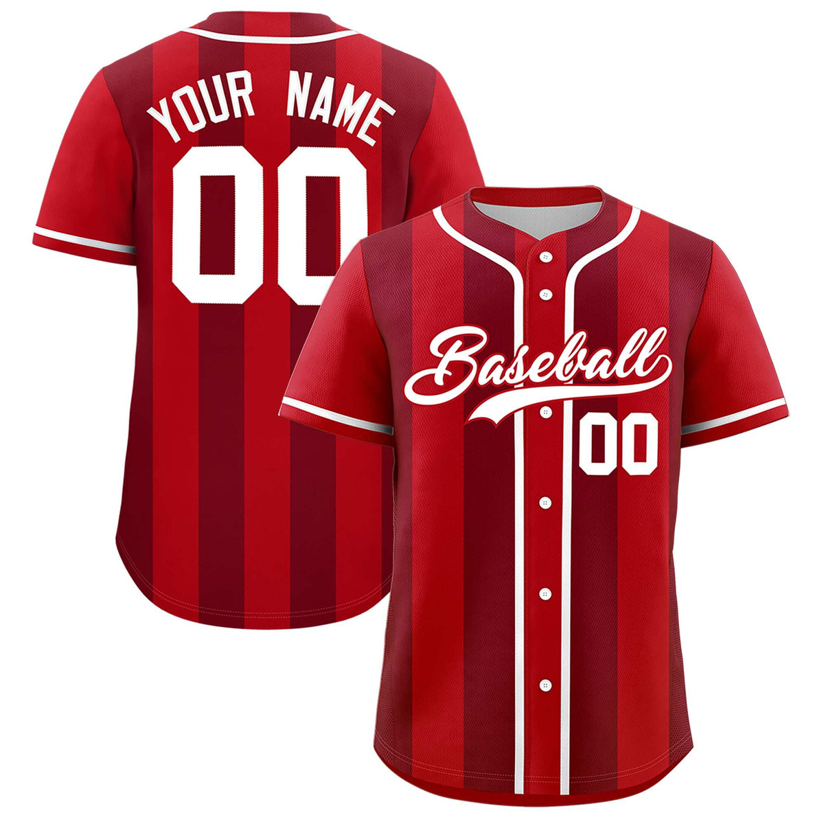 Custom Red Crimson Thick Stripe Fashion Authentic Baseball jersey | KXKSHOP