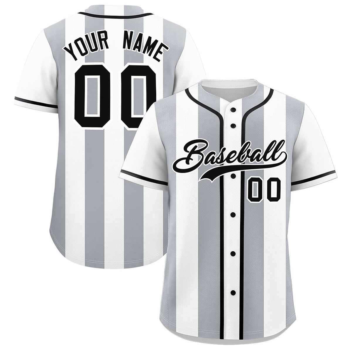Custom White Gray Thick Stripe Fashion Authentic Baseball jersey | KXKSHOP