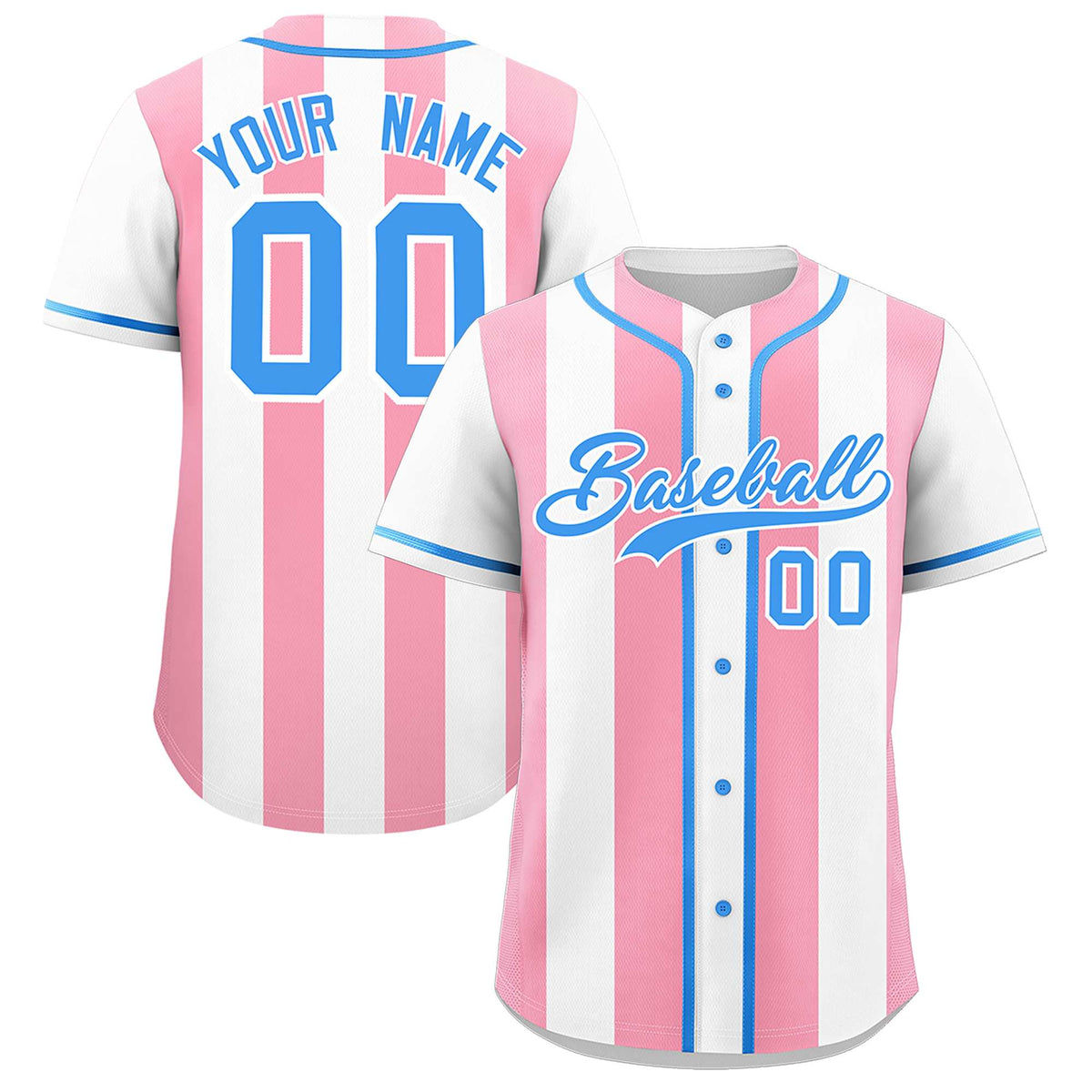 Custom White Light Pink Thick Stripe Fashion Authentic Baseball jersey | KXKSHOP