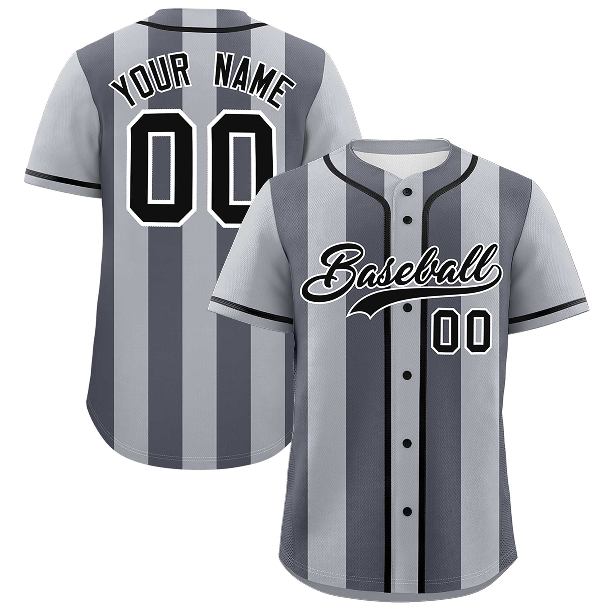 Custom Gray Dark Gray Thick Stripe Fashion Authentic Baseball jersey | KXKSHOP