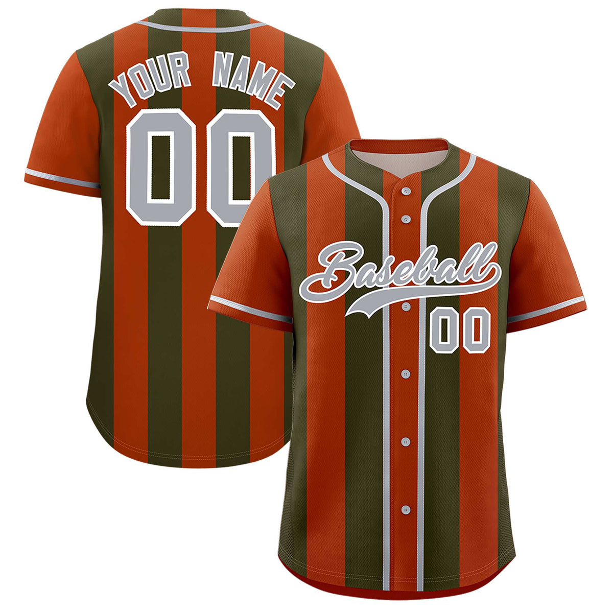Custom Texas Orange Olive Thick Stripe Fashion Authentic Baseball jersey | KXKSHOP