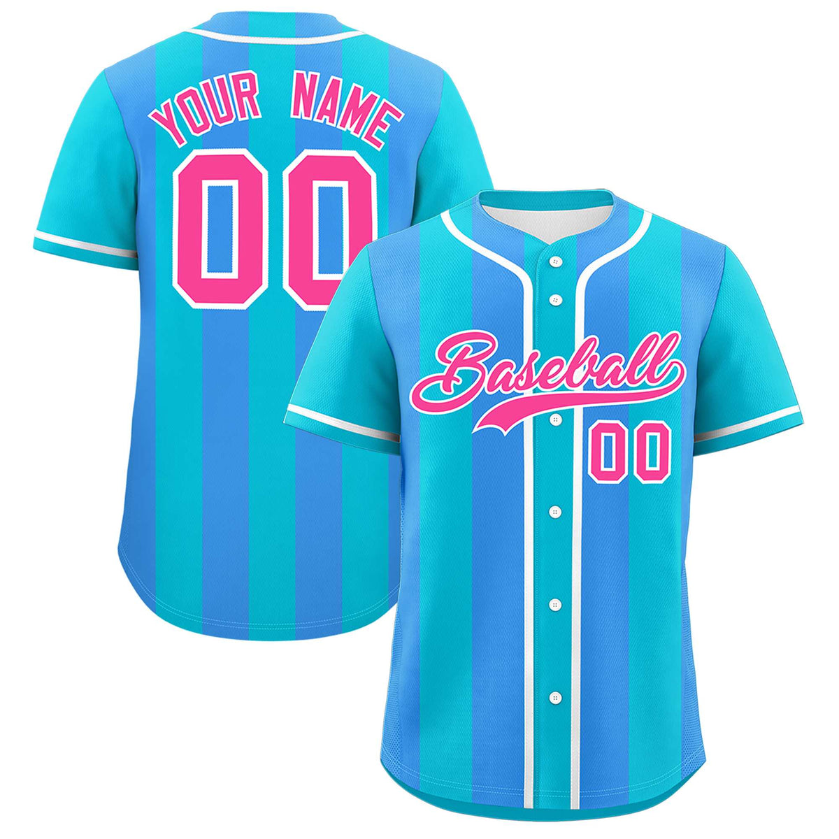 Custom Sky Blue Powder Blue Thick Stripe Fashion Authentic Baseball jersey | KXKSHOP