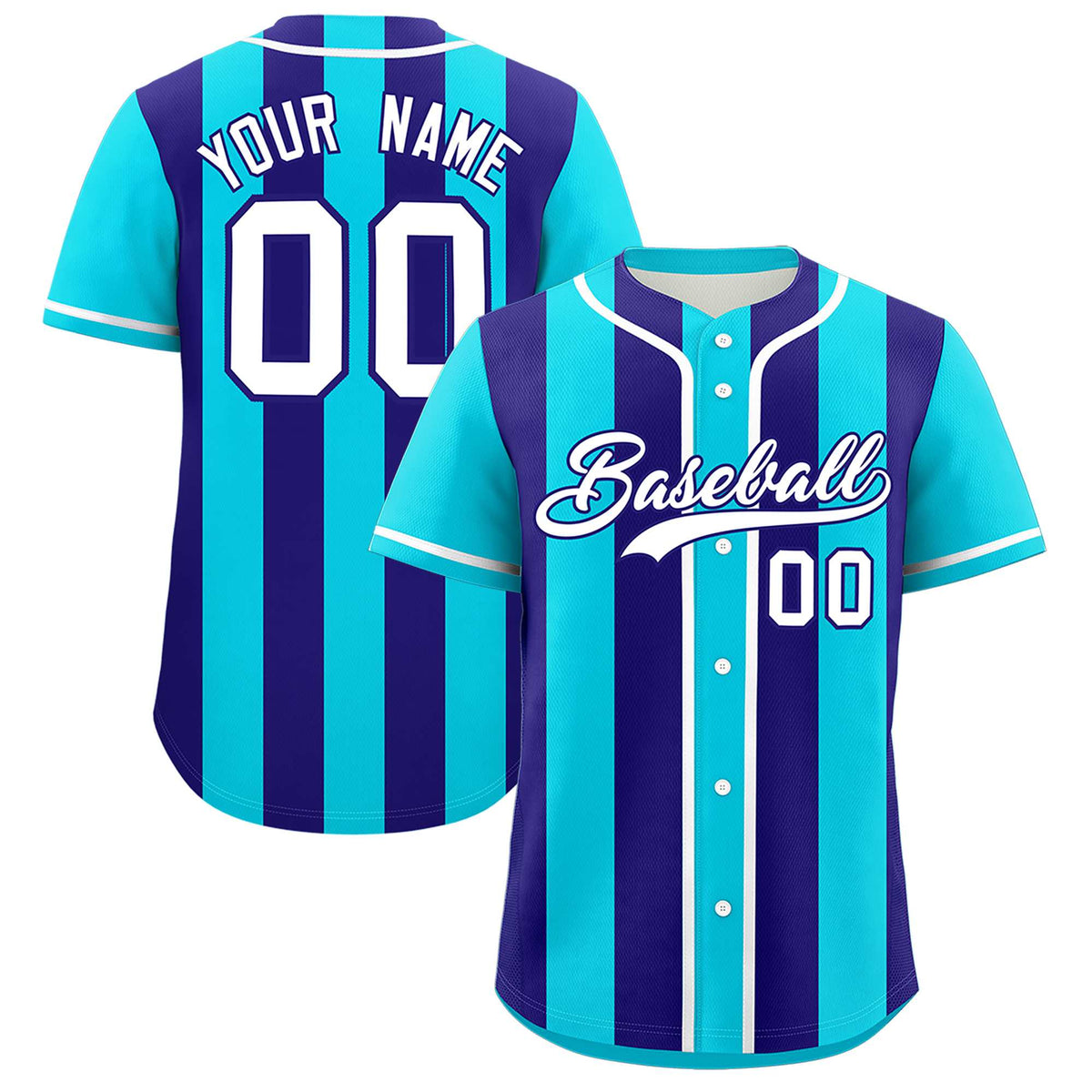 Custom Sky Blue Purple Thick Stripe Fashion Authentic Baseball jersey | KXKSHOP