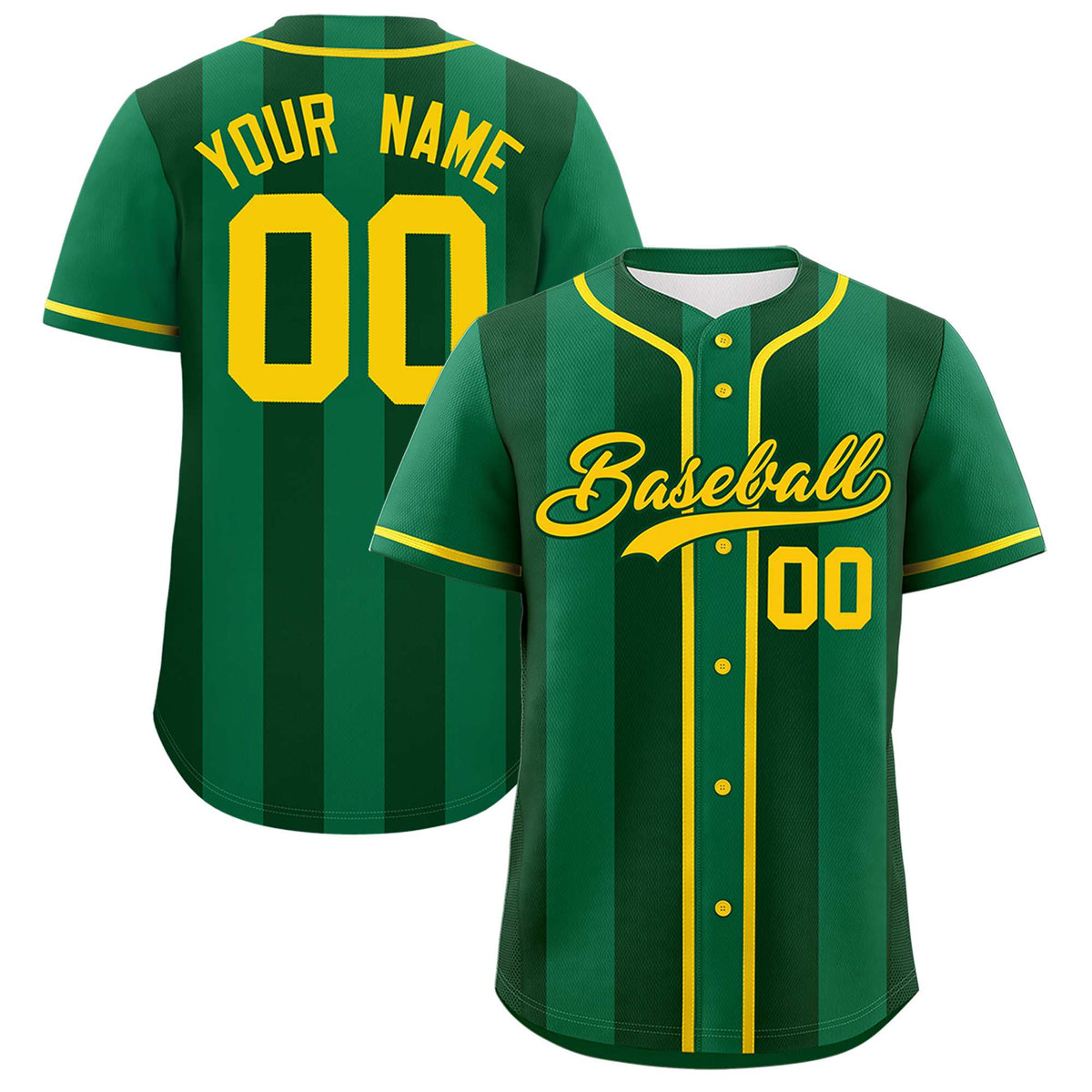 Custom Kelly Green Green Thick Stripe Fashion Authentic Baseball jersey | KXKSHOP