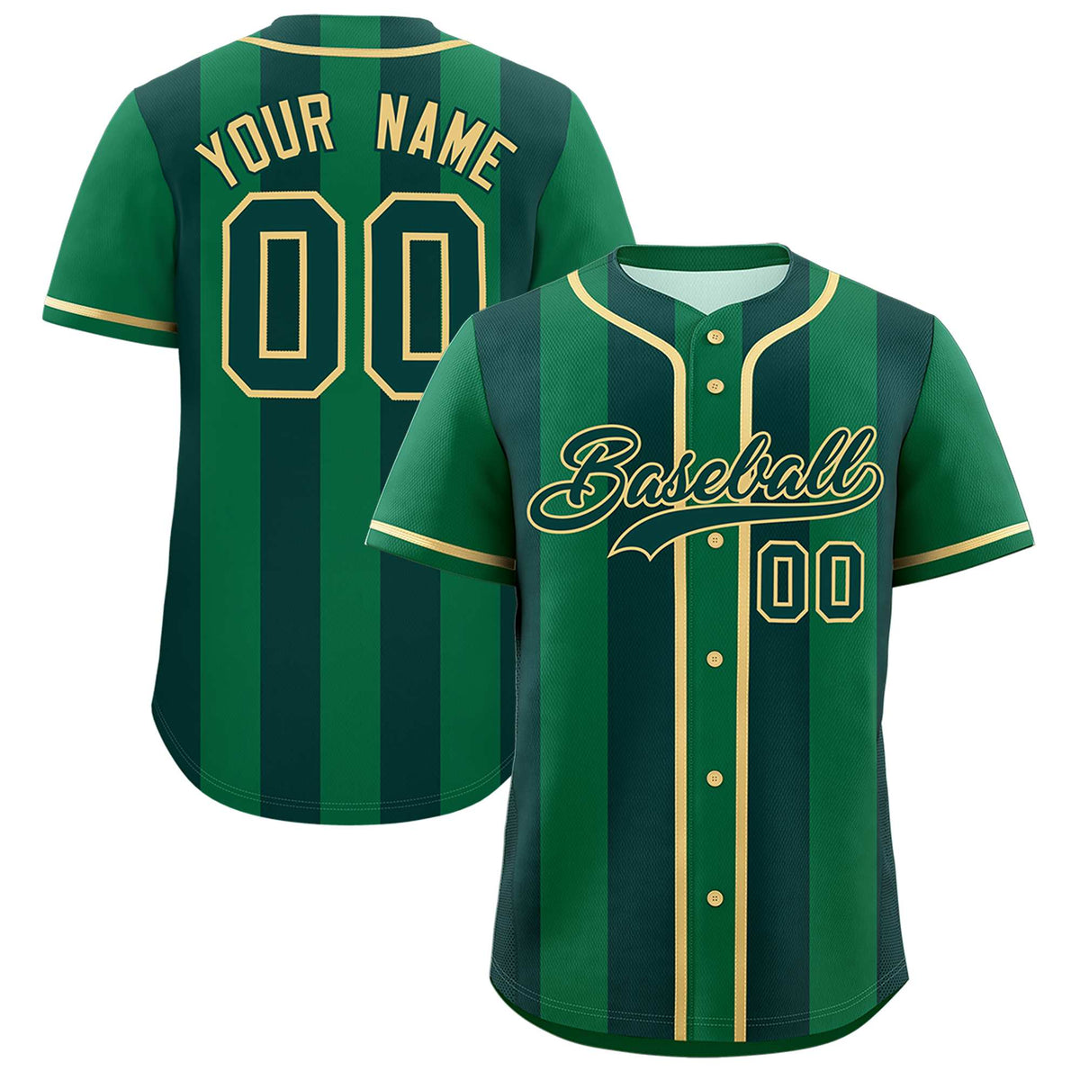 Custom Kelly Green Midnight Green Thick Stripe Fashion Authentic Baseball jersey | KXKSHOP