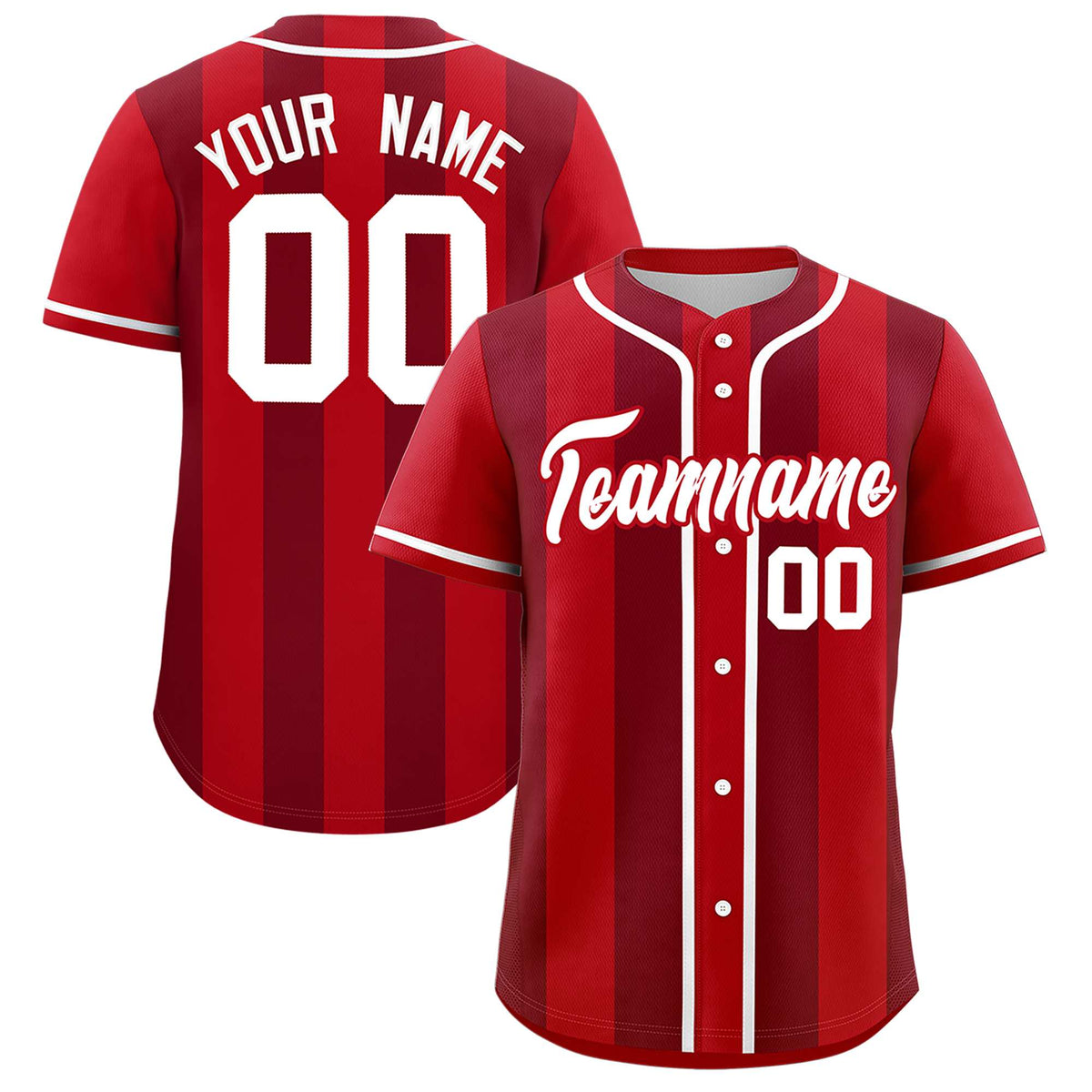 Custom Red Crimson Thick Stripe Fashion Authentic Baseball jersey | KXKSHOP