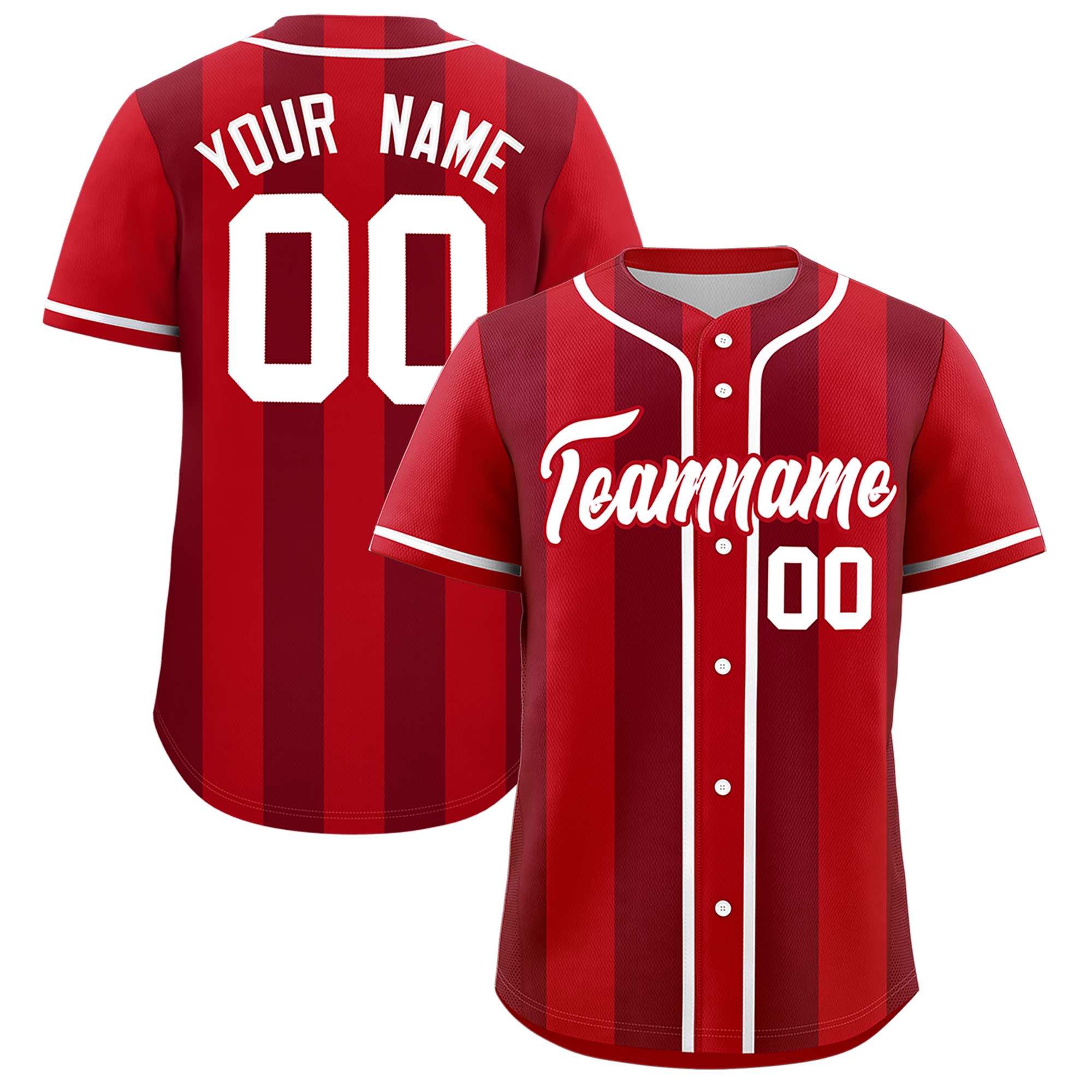 Custom Red Crimson Thick Stripe Fashion Authentic Baseball jersey | KXKSHOP