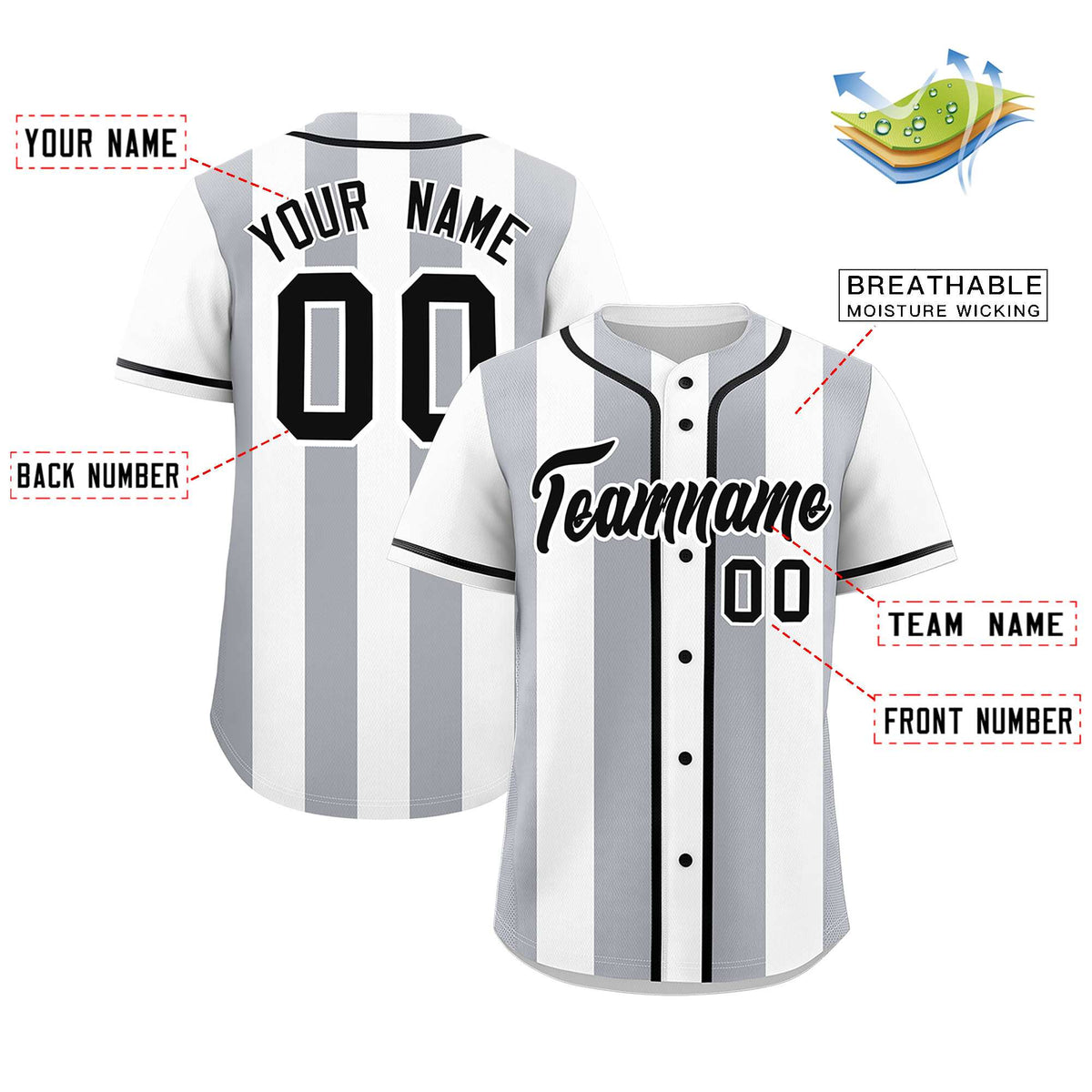 Custom White Gray Thick Stripe Fashion Authentic Baseball jersey | KXKSHOP