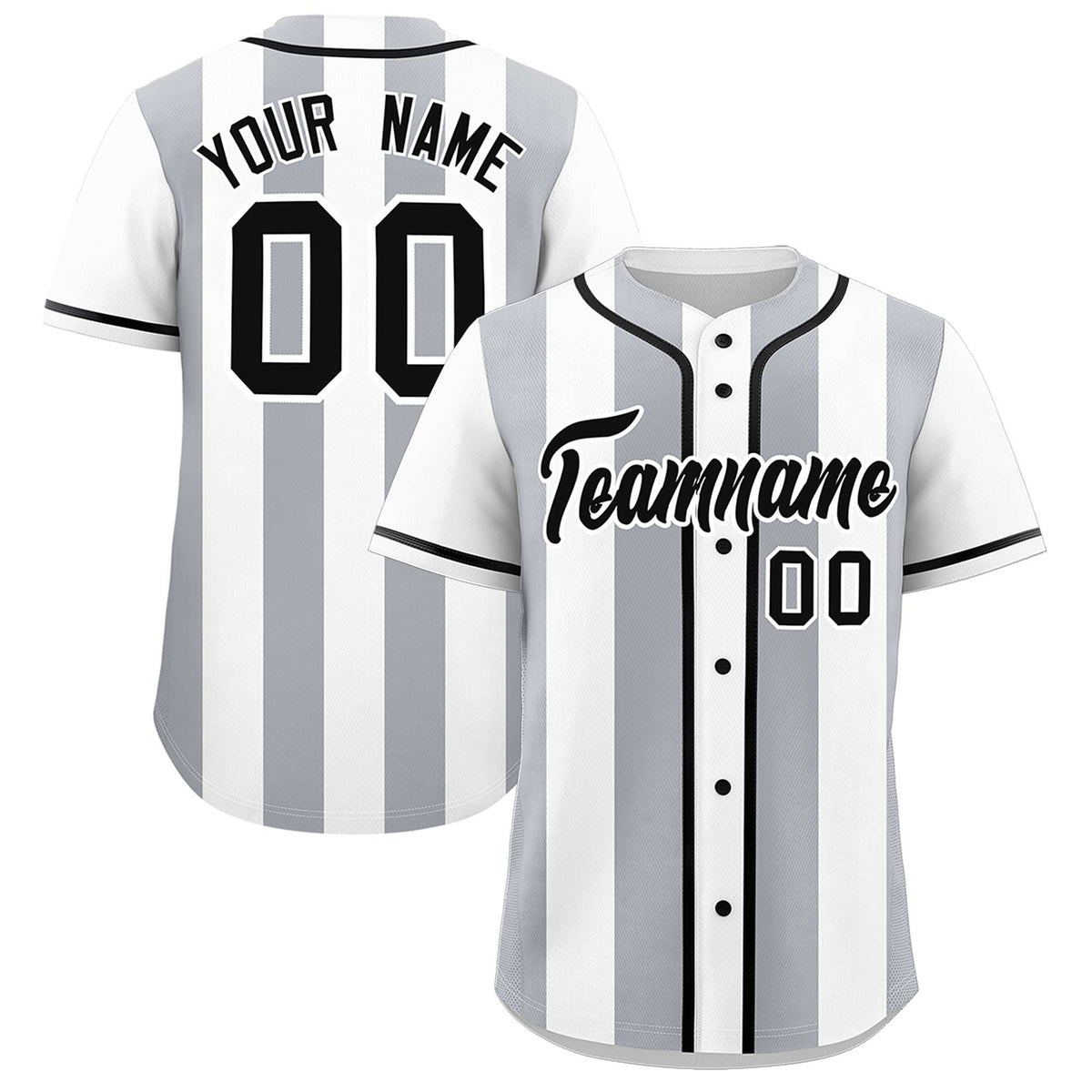 Custom White Gray Thick Stripe Fashion Authentic Baseball jersey | KXKSHOP