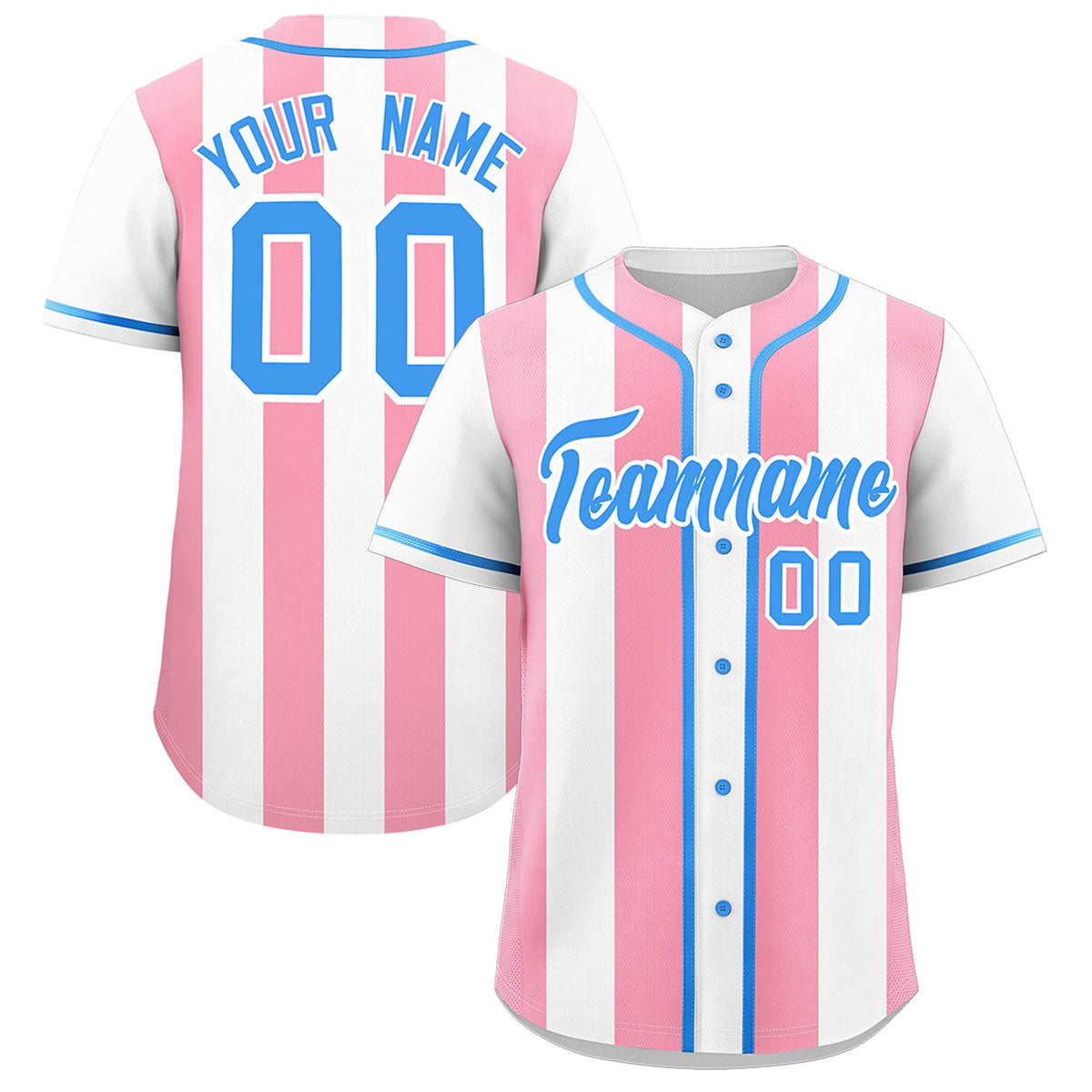 Custom White Light Pink Thick Stripe Fashion Authentic Baseball jersey | KXKSHOP