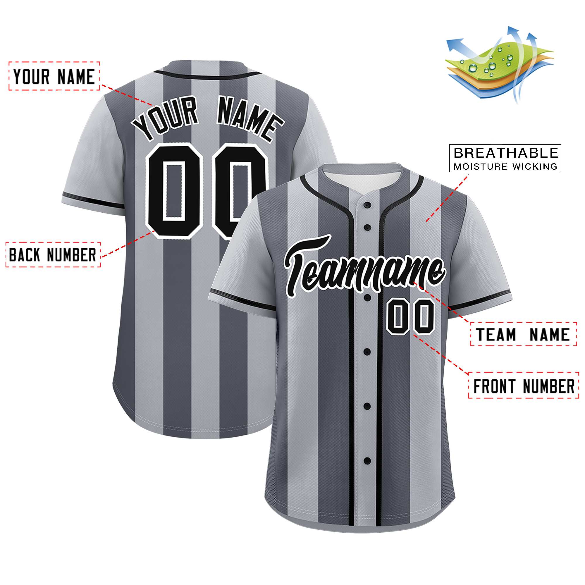 Custom Gray Dark Gray Thick Stripe Fashion Authentic Baseball jersey | KXKSHOP