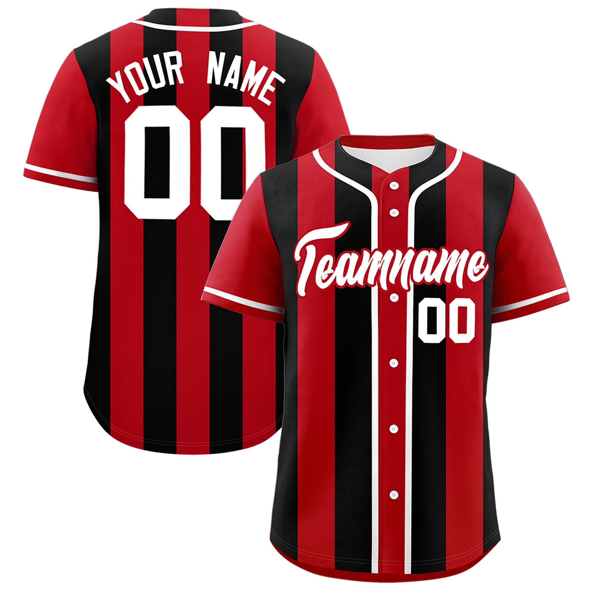 Custom Red Black Thick Stripe Fashion Authentic Baseball jersey | KXKSHOP
