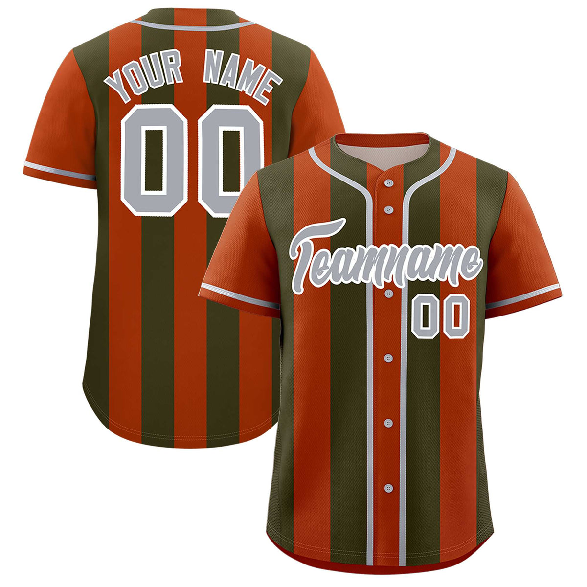 Custom Texas Orange Olive Thick Stripe Fashion Authentic Baseball jersey | KXKSHOP