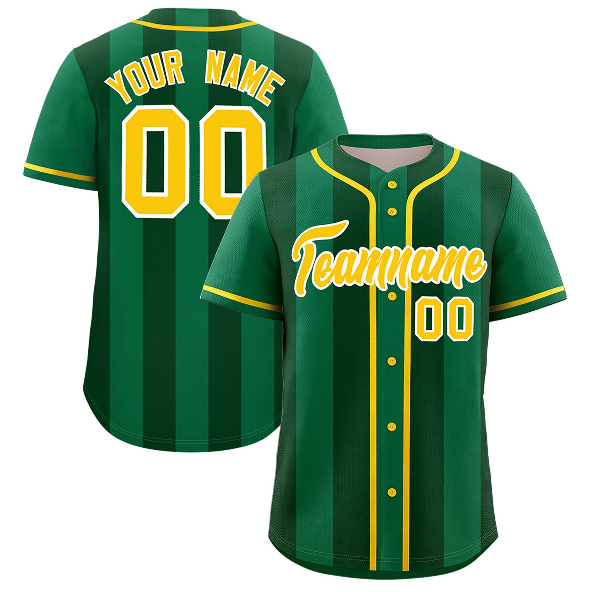 Custom Kelly Green Green Thick Stripe Fashion Authentic Baseball jersey | KXKSHOP
