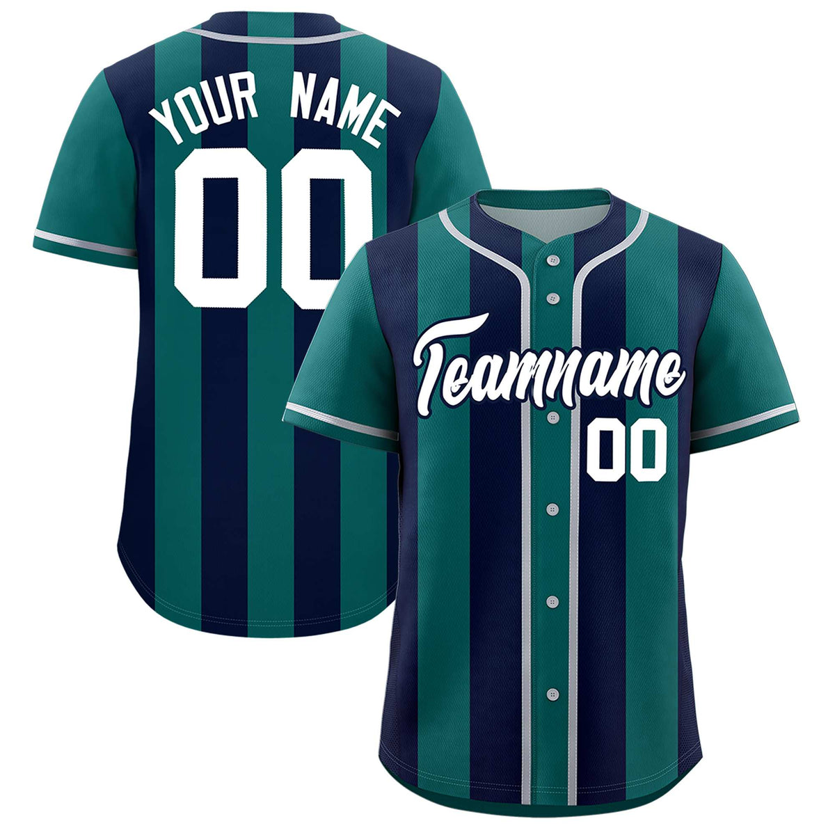 Custom Aqua Navy Thick Stripe Fashion Authentic Baseball jersey | KXKSHOP
