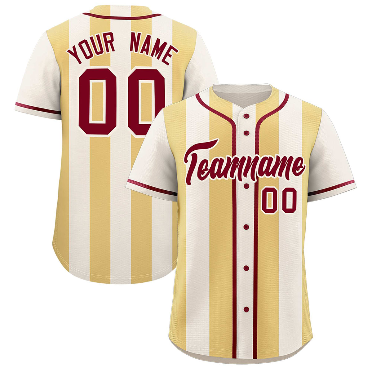 Custom Cream Khaki Thick Stripe Fashion Authentic Baseball jersey | KXKSHOP