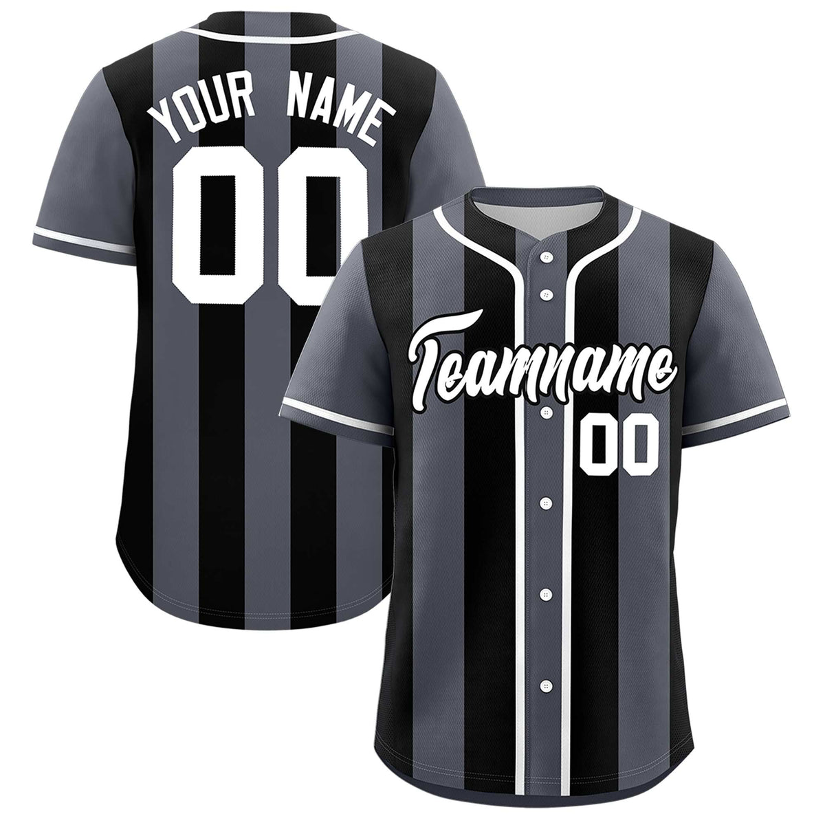 Custom Dark Gray Black Thick Stripe Fashion Authentic Baseball jersey | KXKSHOP