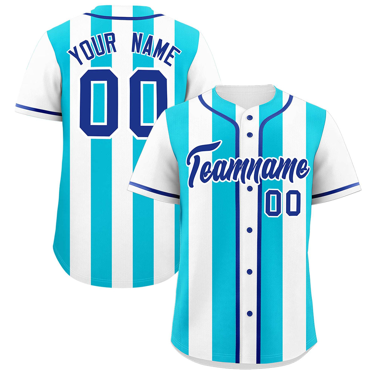 Custom White Sky Blue Thick Stripe Fashion Authentic Baseball jersey | KXKSHOP