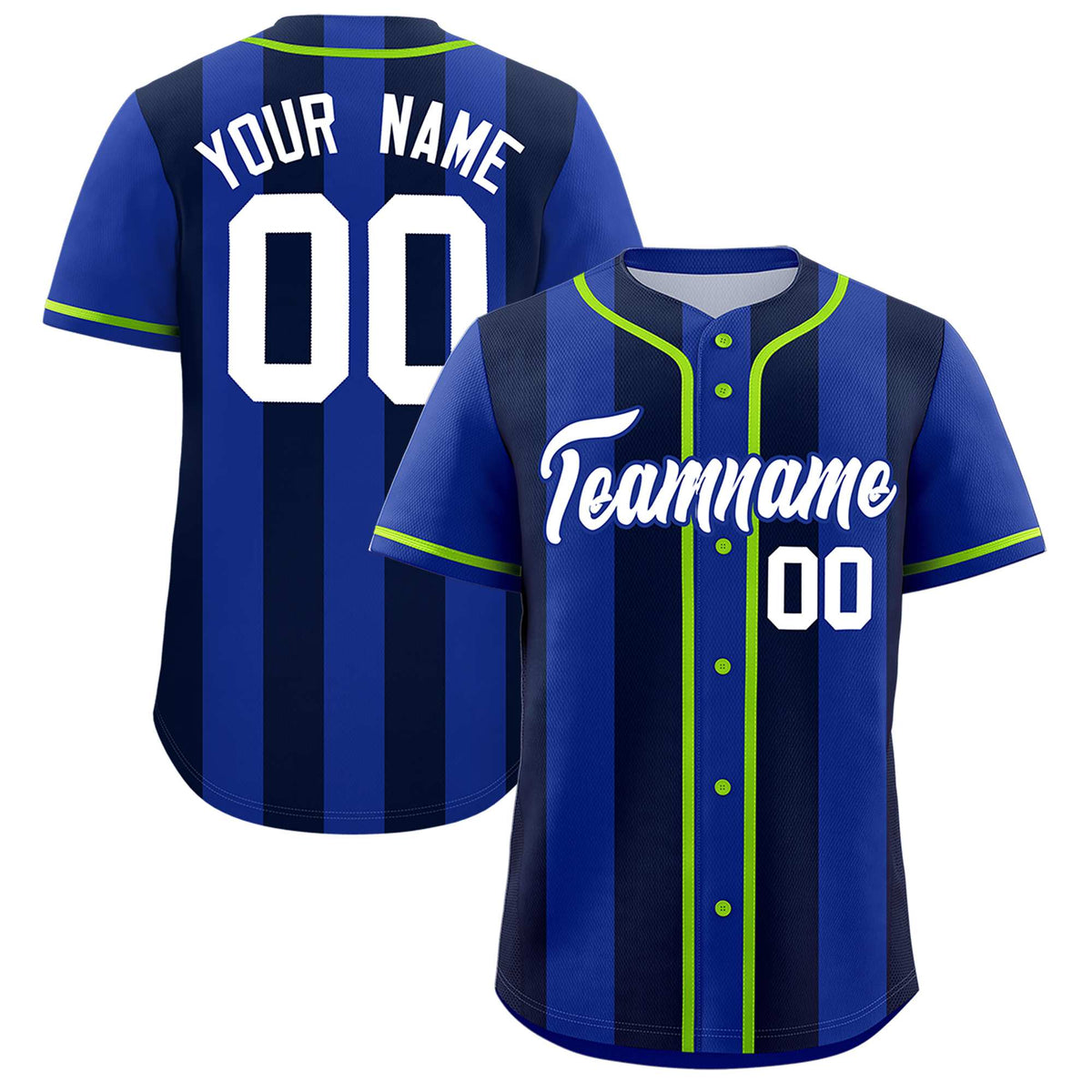 Custom Royal Navy Thick Stripe Fashion Authentic Baseball jersey | KXKSHOP