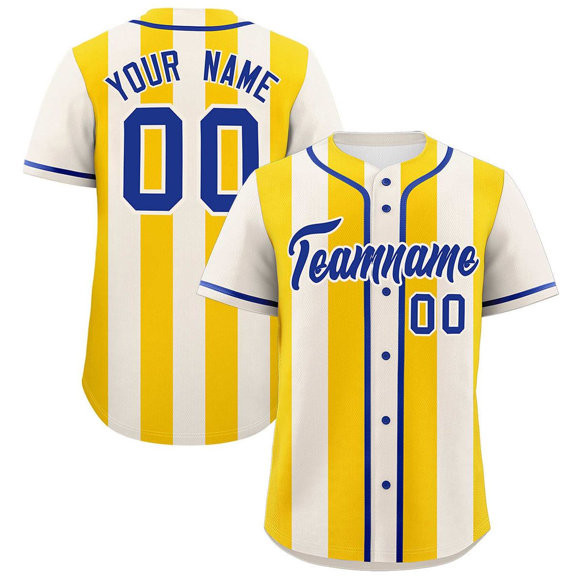 Custom Cream Gold Thick Stripe Fashion Authentic Baseball jersey | KXKSHOP