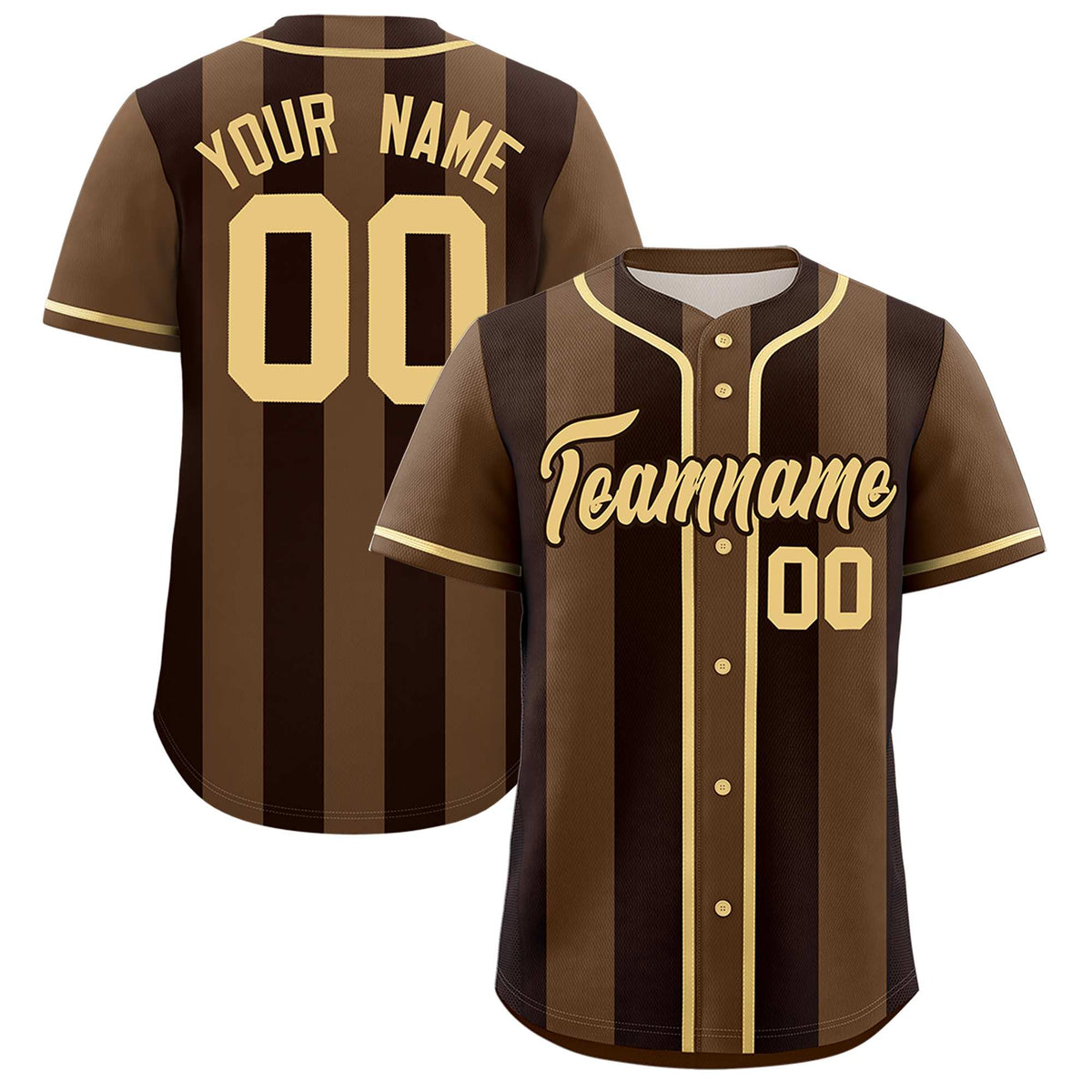 Custom Light Brown Brown Thick Stripe Fashion Authentic Baseball jersey | KXKSHOP
