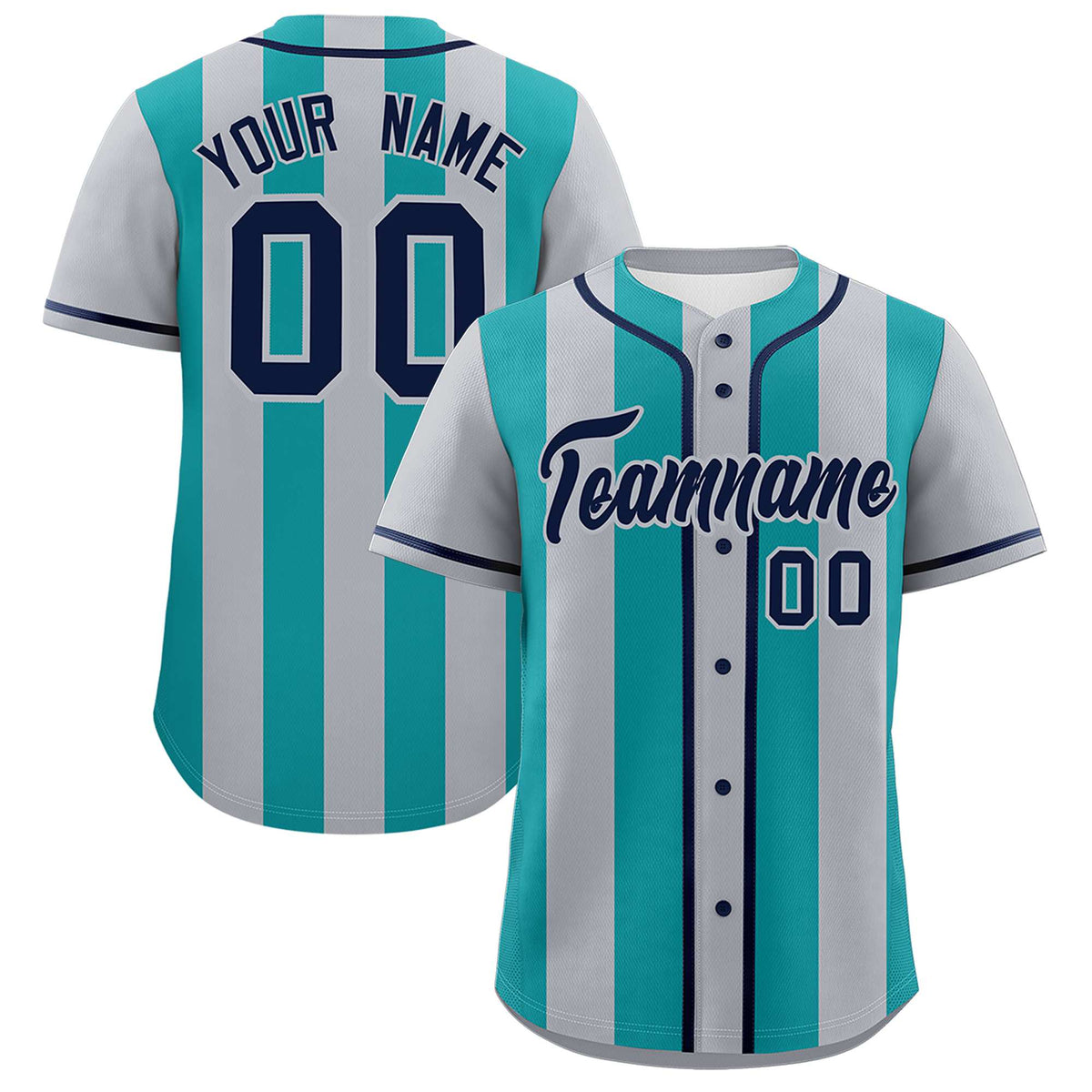 Custom Gray Aqua Thick Stripe Fashion Authentic Baseball jersey | KXKSHOP