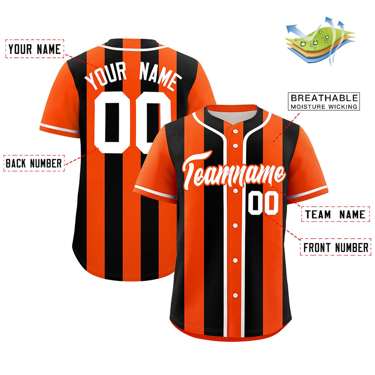 Custom Orange Black Thick Stripe Fashion Authentic Baseball jersey | KXKSHOP
